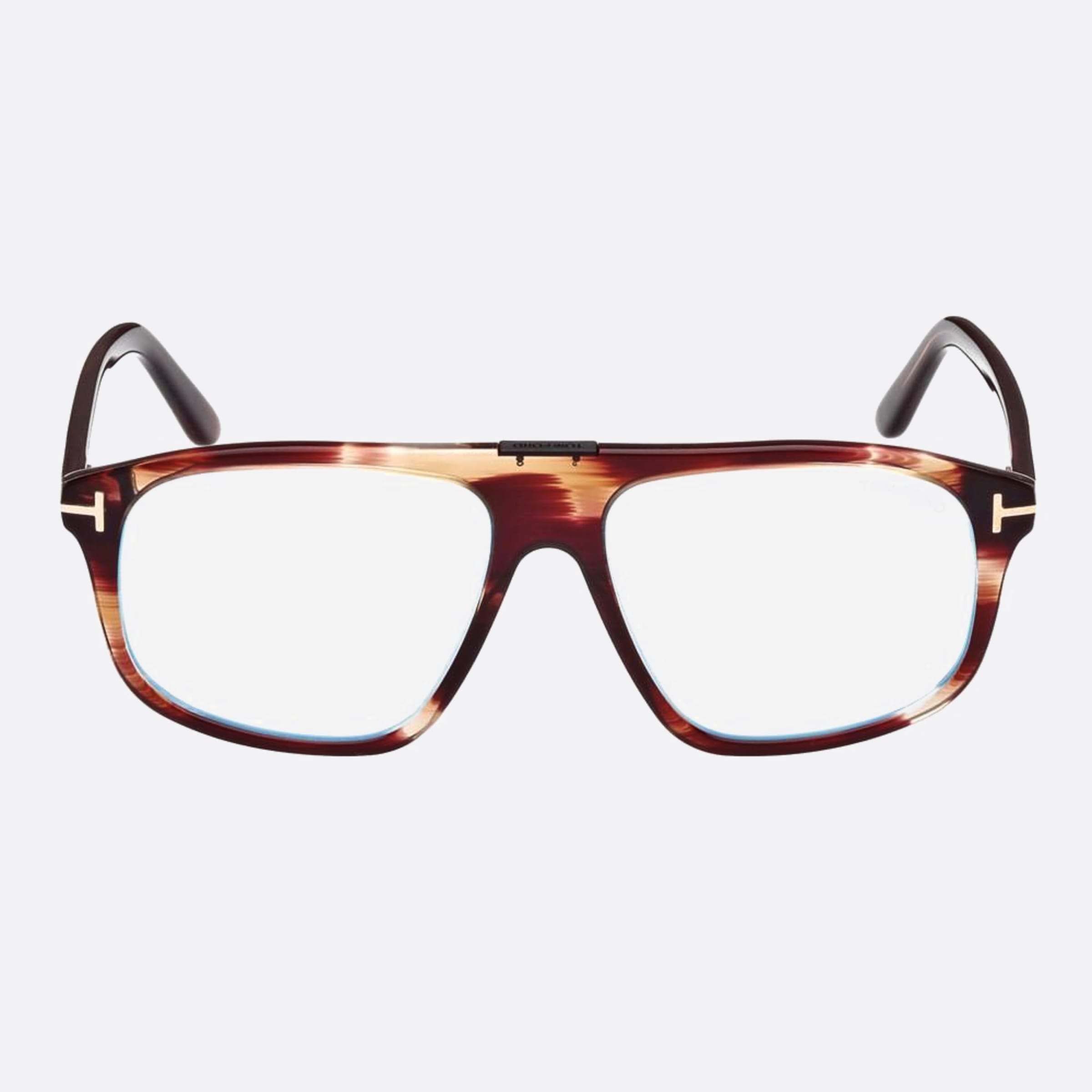 Tom 55mm Ford Ft5901 Blue Block Brown Pilot Men Eyeglasses - Main View