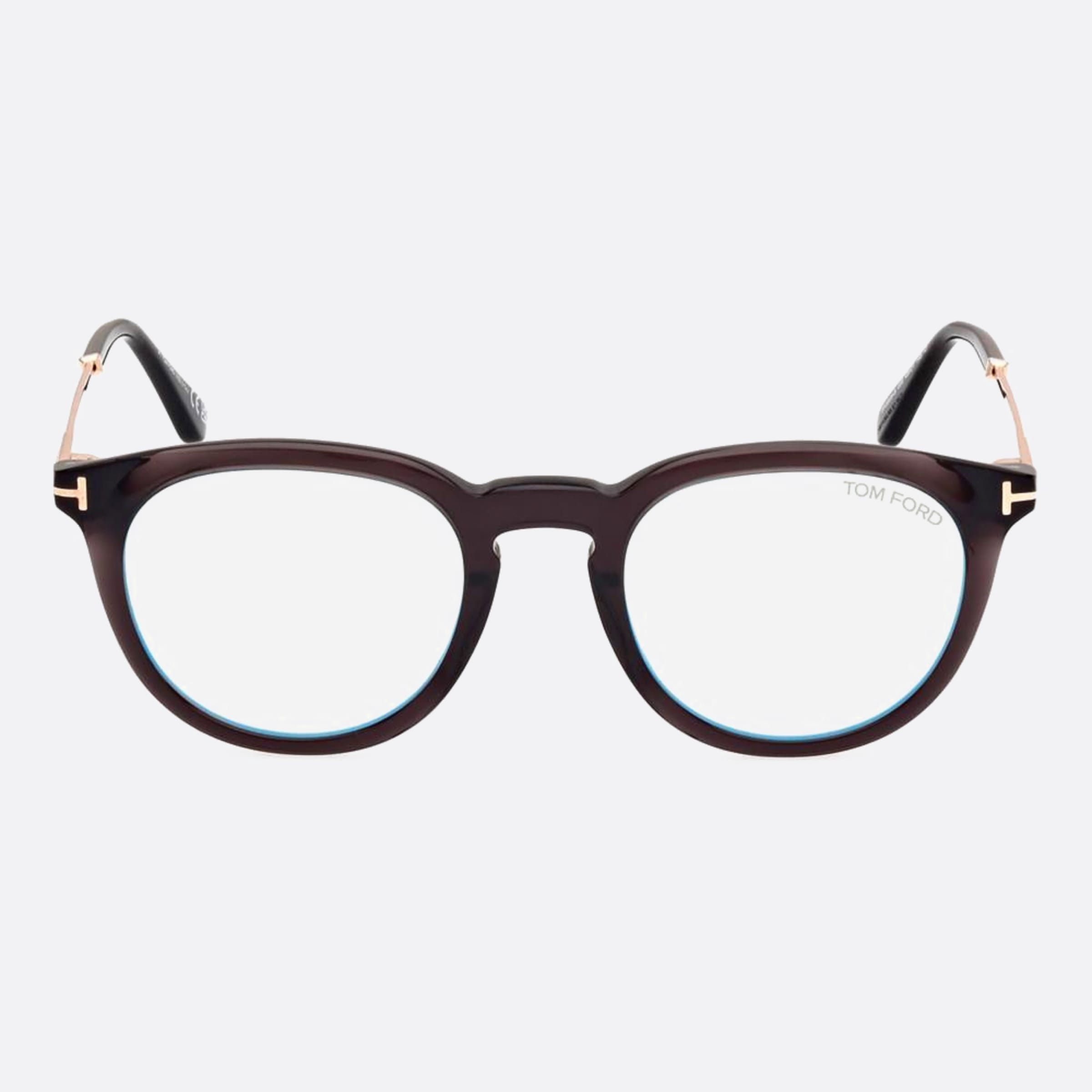 Tom 49mm Ford Ft5905 Blue Block Black Round Men Eyeglasses - Main View