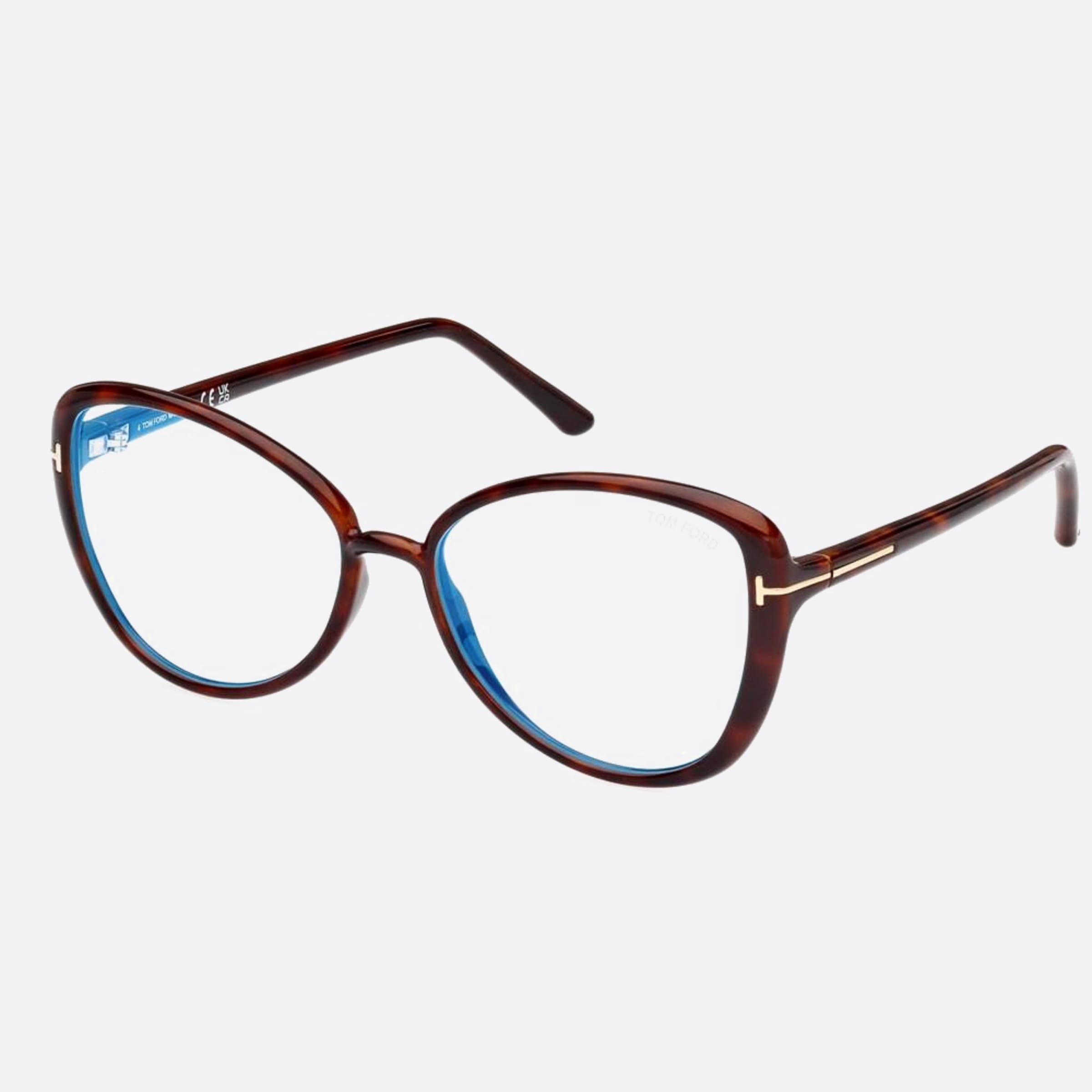 Tom 55mm Ford Ft5907 Blue Block Havana Butterfly Women Eyeglasses - Side View