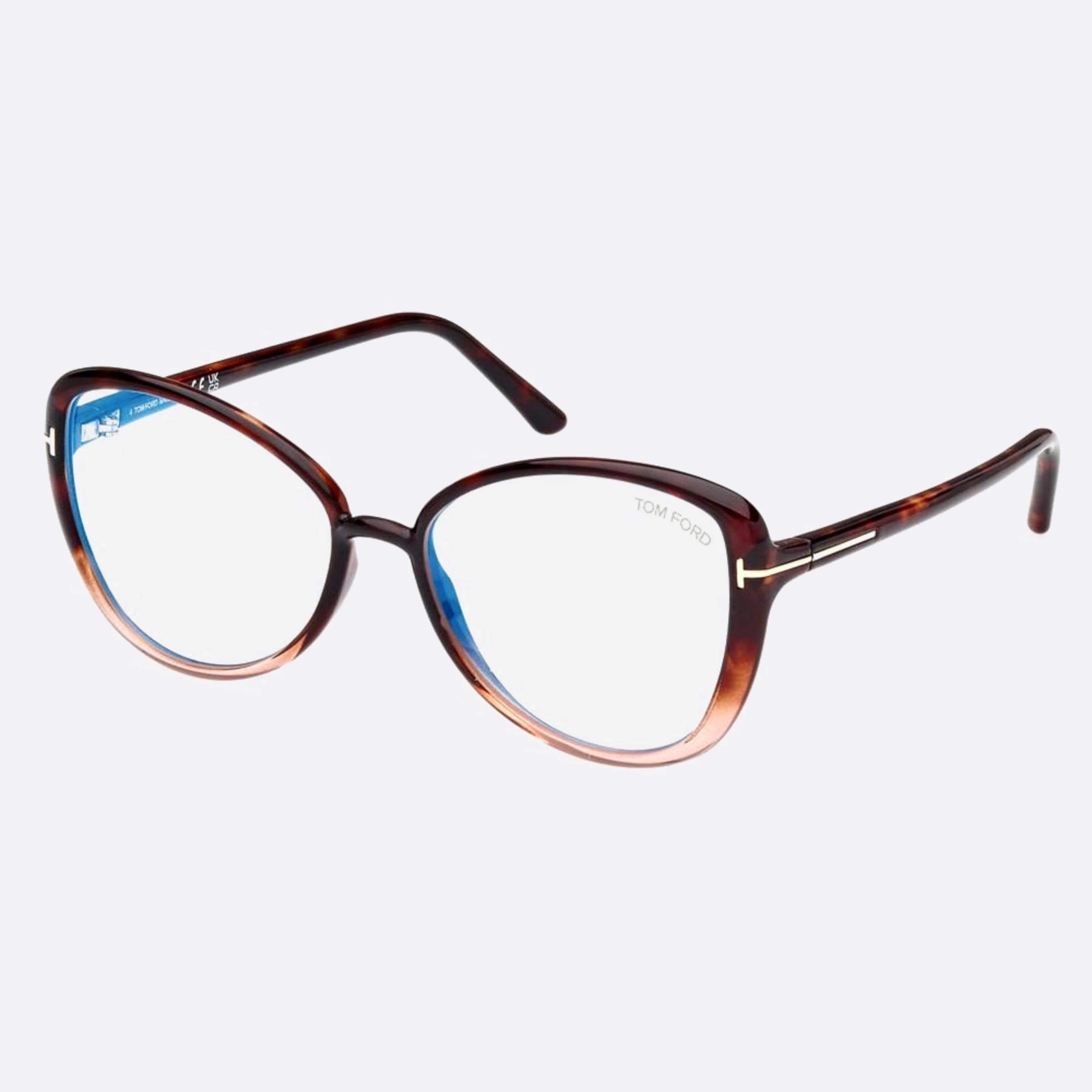 Tom 55mm Ford Ft5907 Blue Block Havana Butterfly Women Eyeglasses - Side View