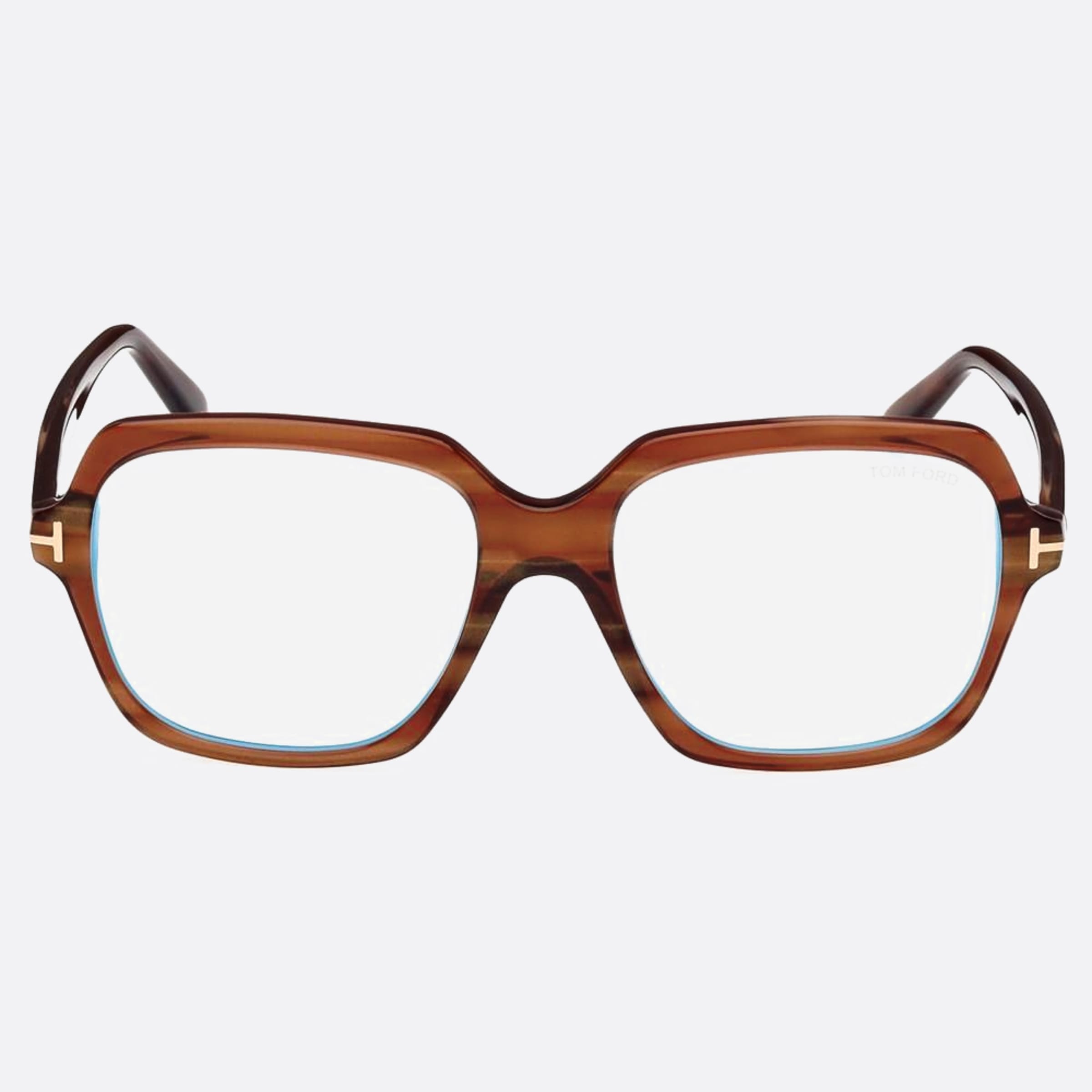 Tom 54mm Ford Ft5908 Blue Block Brown Geometric Women Eyeglasses - Main View