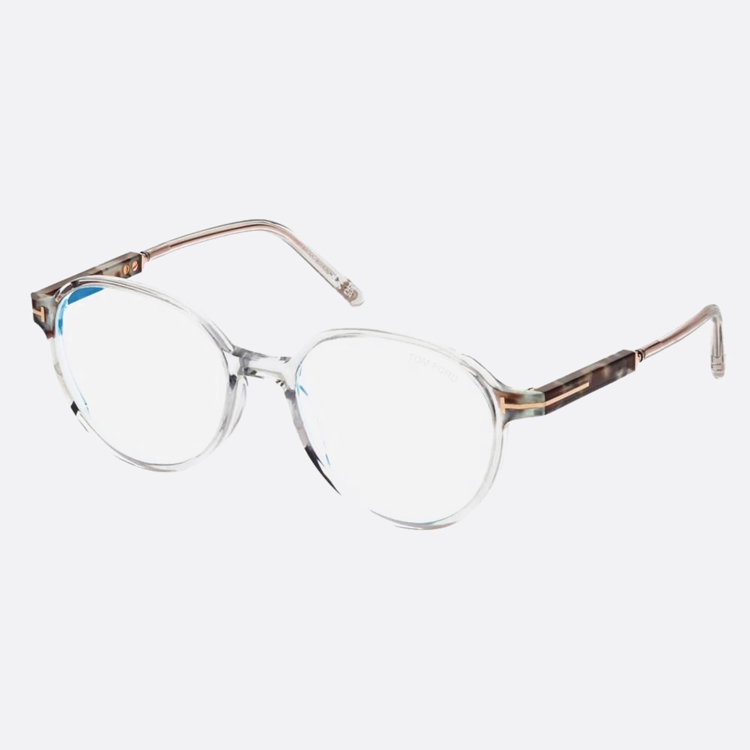 Tom 52mm Women's Ford Ft5910 Blue Block Grey Round Eyeglasses - Side View