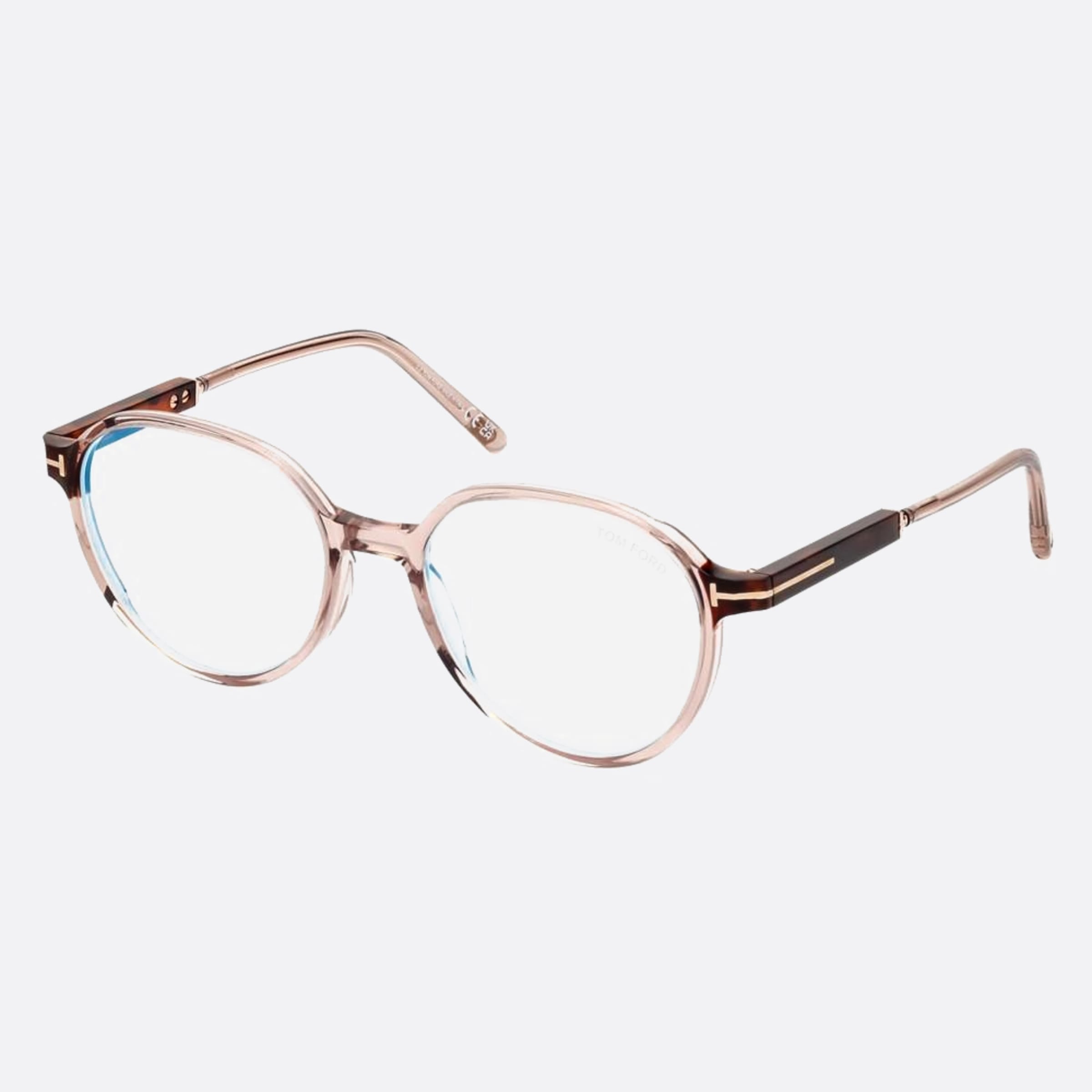 Tom 52mm Ford Ft5910 Blue Block Brown Round Women Eyeglasses - Side View