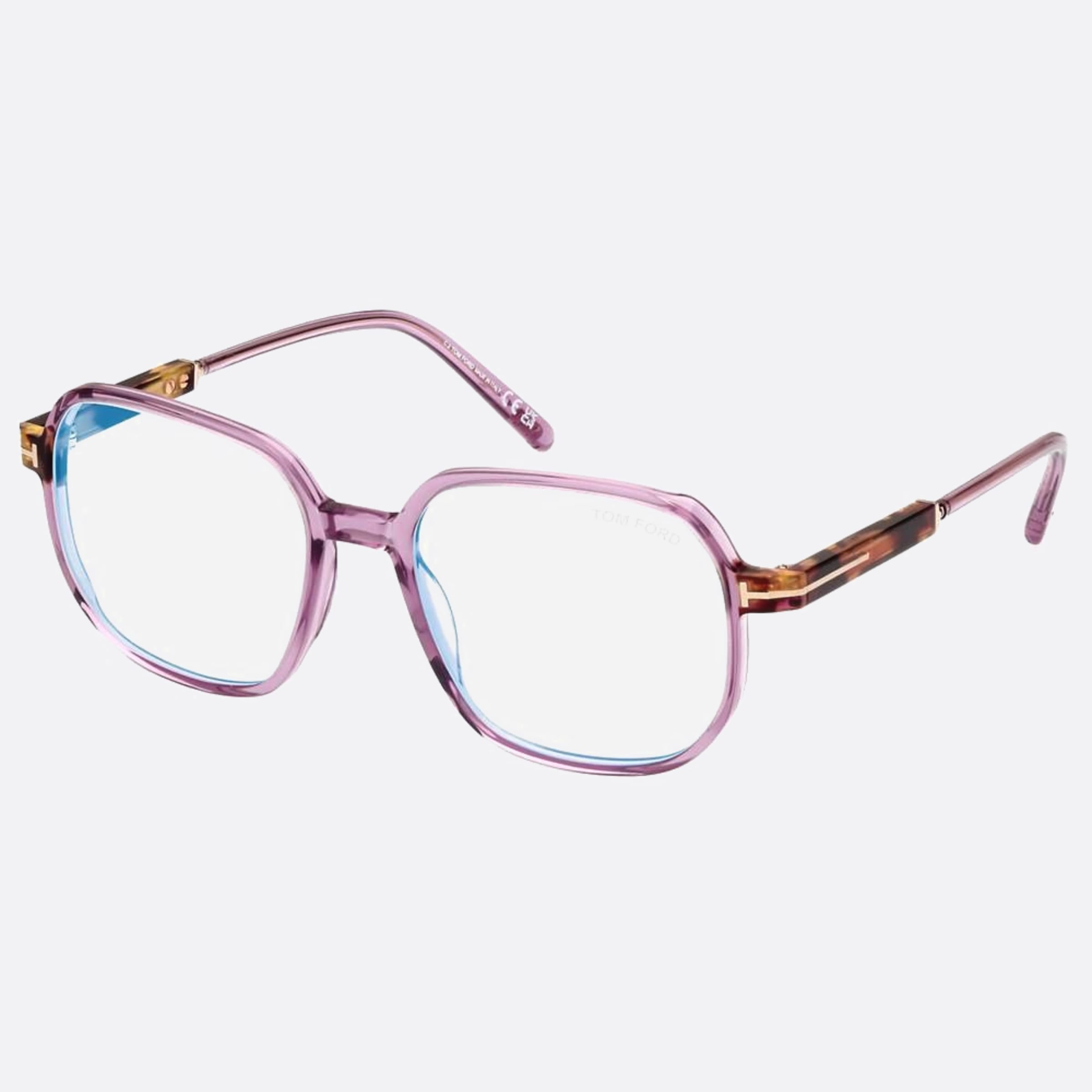 Tom 53mm Ford Ft5911 Blue Block Violet Geometric Unisex Eyeglasses - Side View