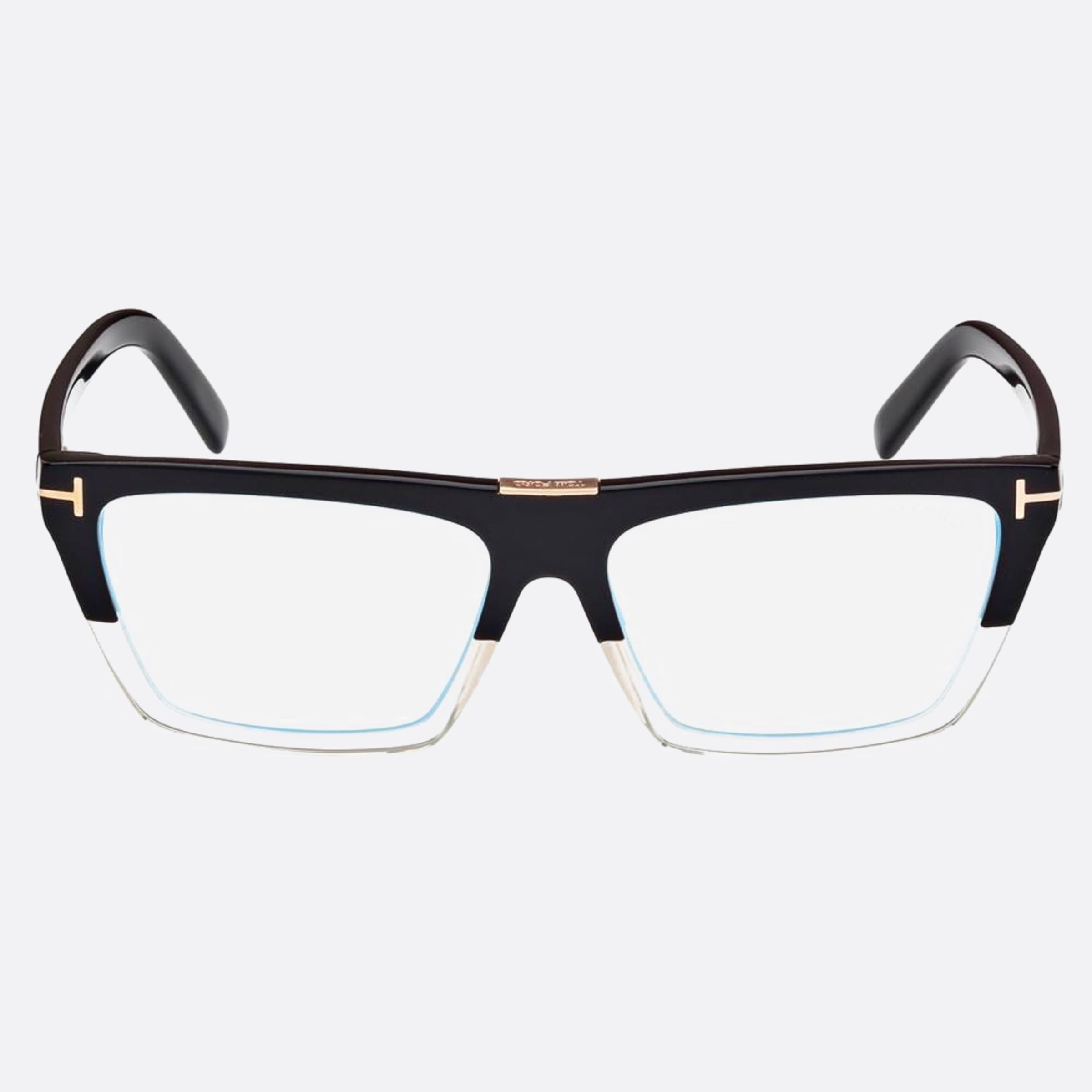 Tom 57mm Ford Ft5912 Blue Block Black Squared Unisex Eyeglasses - Main View