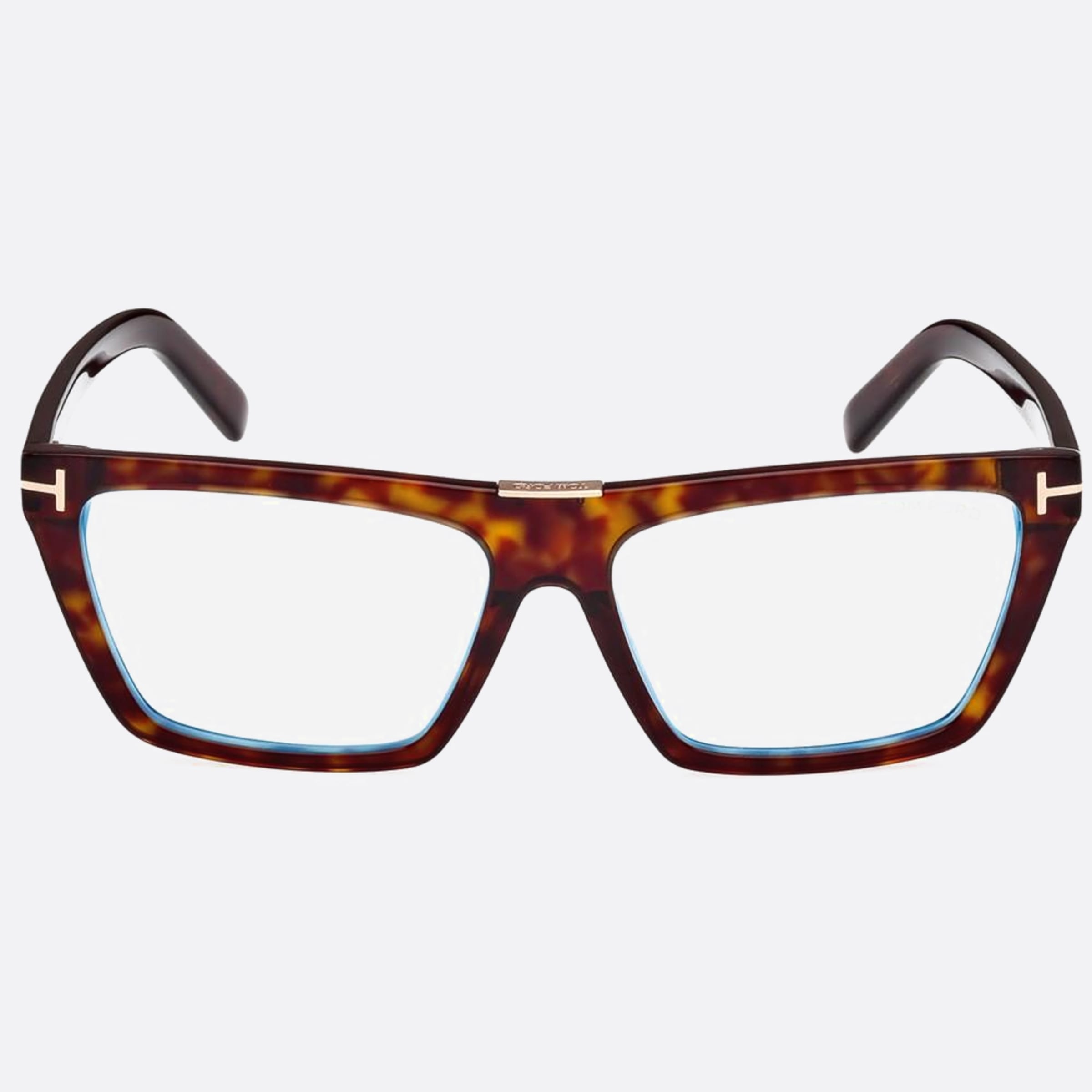 Tom 57mm Ford Ft5912 Blue Block Havana Squared Unisex Eyeglasses - Main View