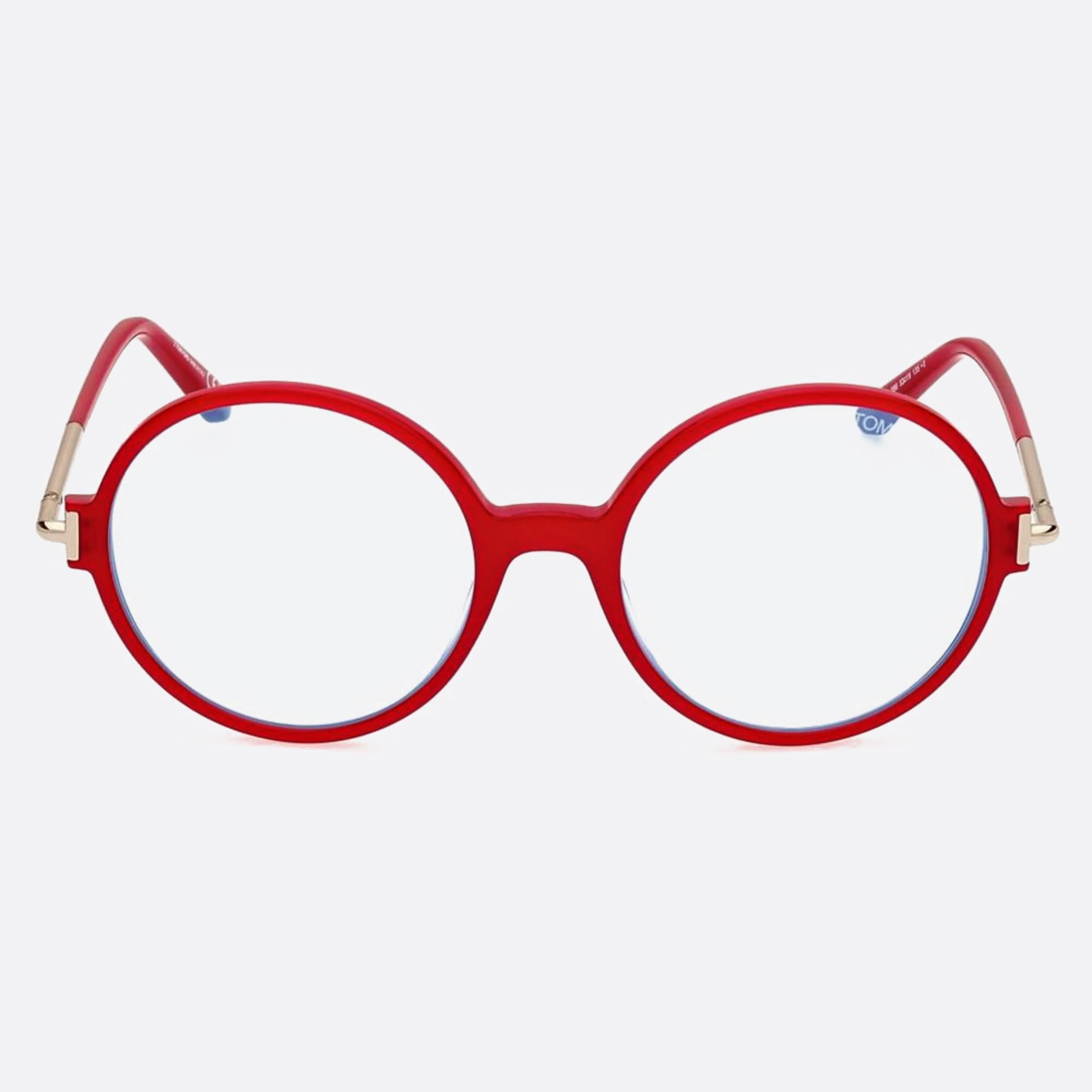 Tom 53mm Ford Ft5914 Blue Block Red Round Women Eyeglasses - Main View