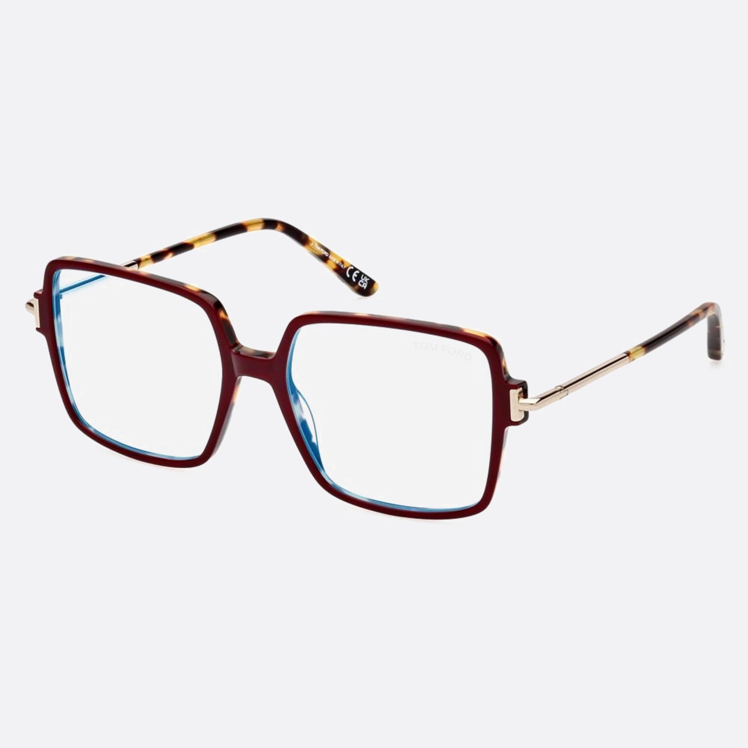 Tom 53mm Ford Ft5915 Blue Block Red Geometric Women Eyeglasses - Side View