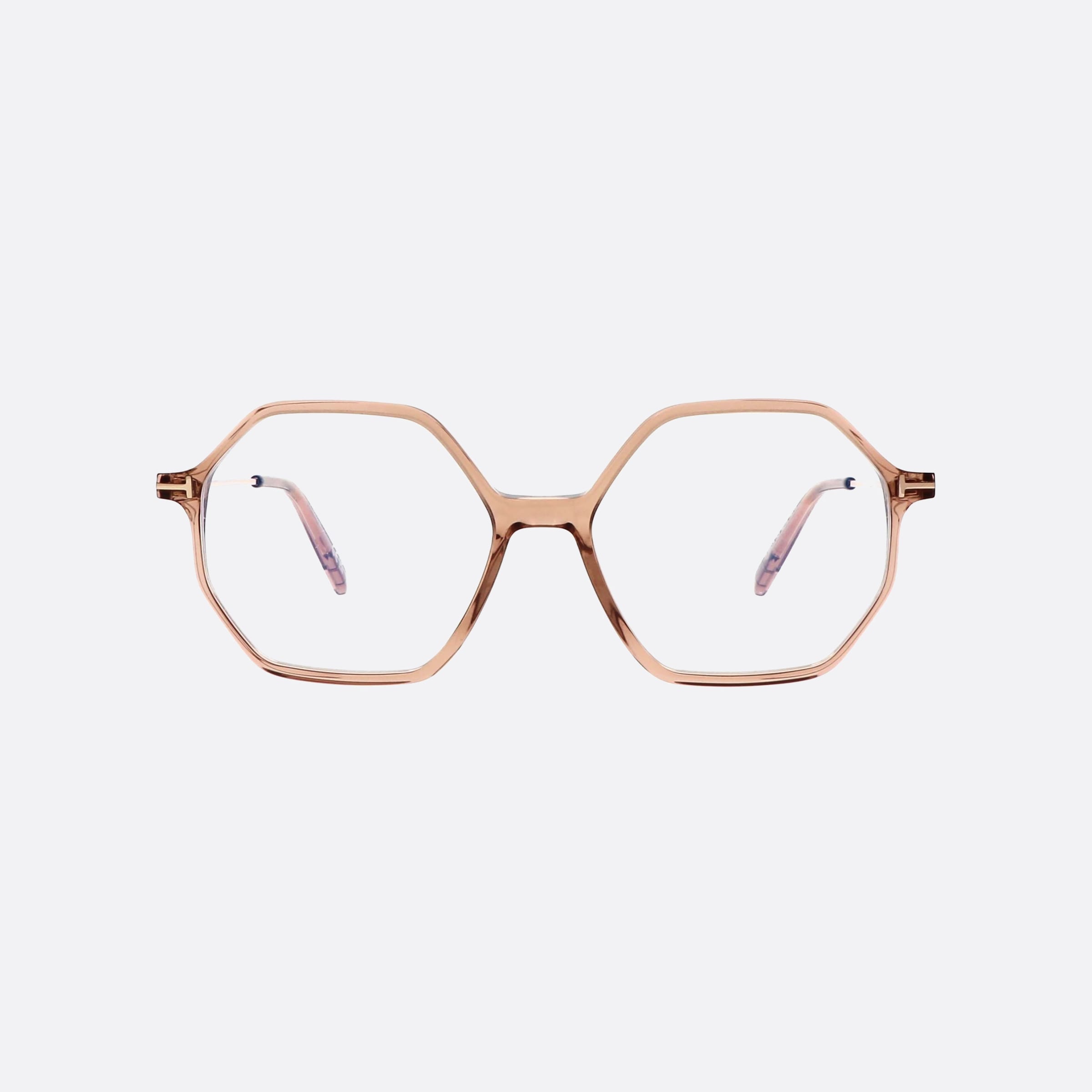 Tom 54mm Ford Ft5952 Beige Hexagonal Women Eyeglasses - Side View