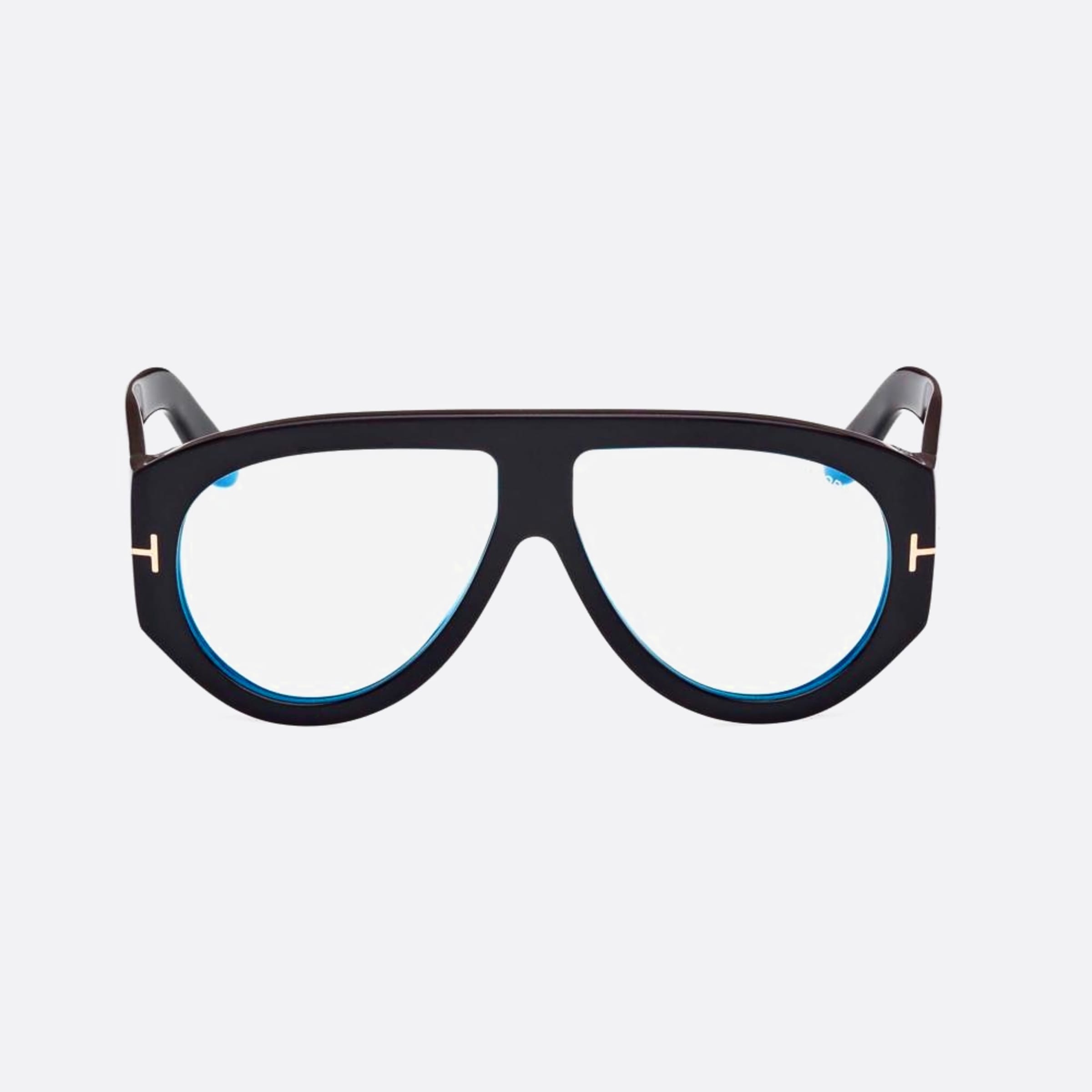 Tom 60mm Ford Ft5958 Blue Block Black Pilot Men Eyeglasses - Main View