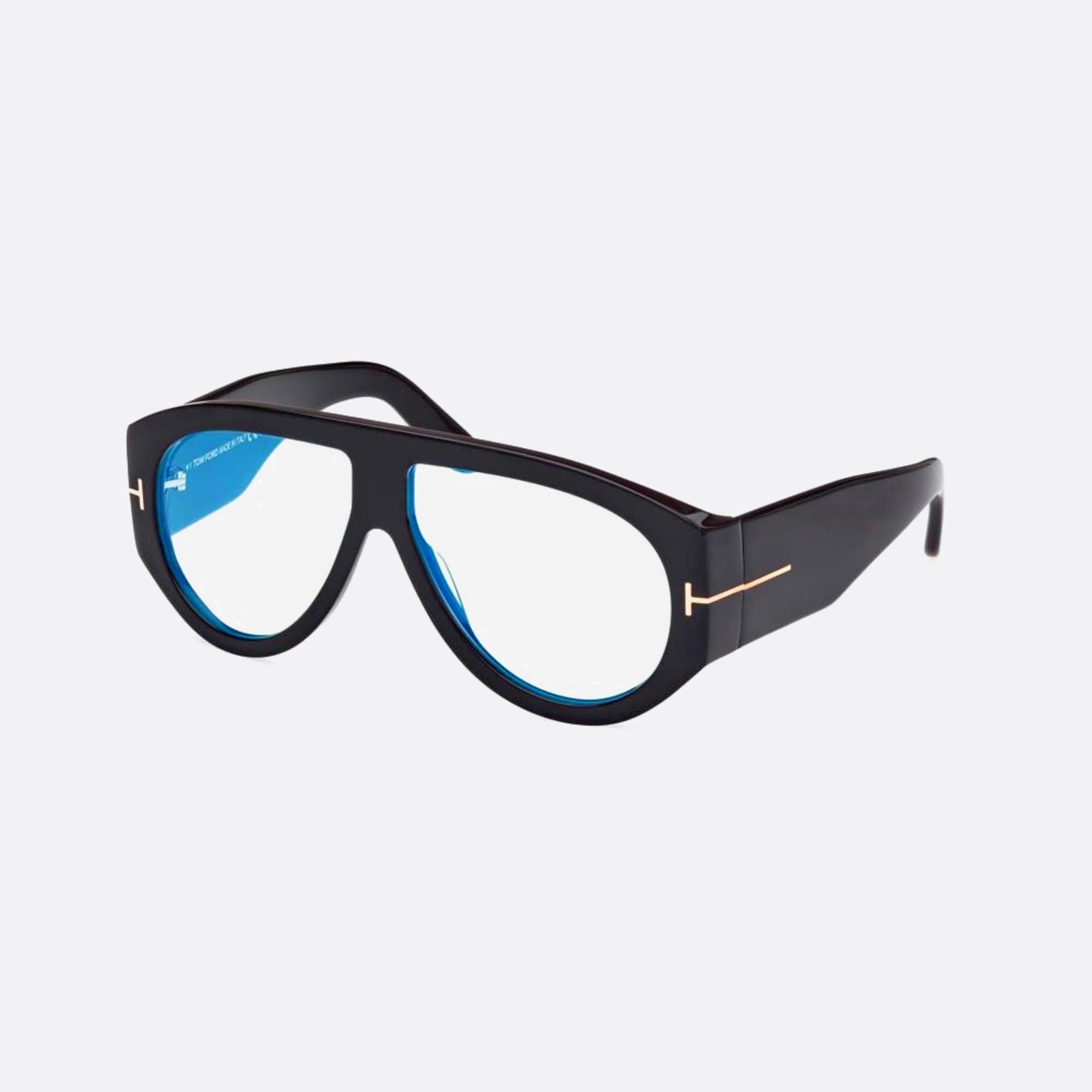 Tom 60mm Ford Ft5958 Blue Block Black Pilot Men Eyeglasses - Side View