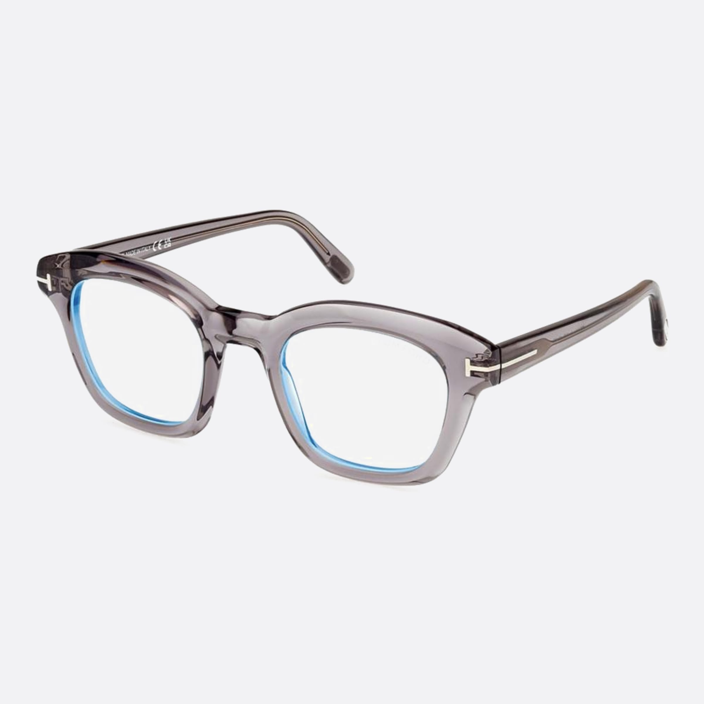 Tom 49mm Ford Ft5961 Grey Geometric Unisex Eyeglasses - Side View