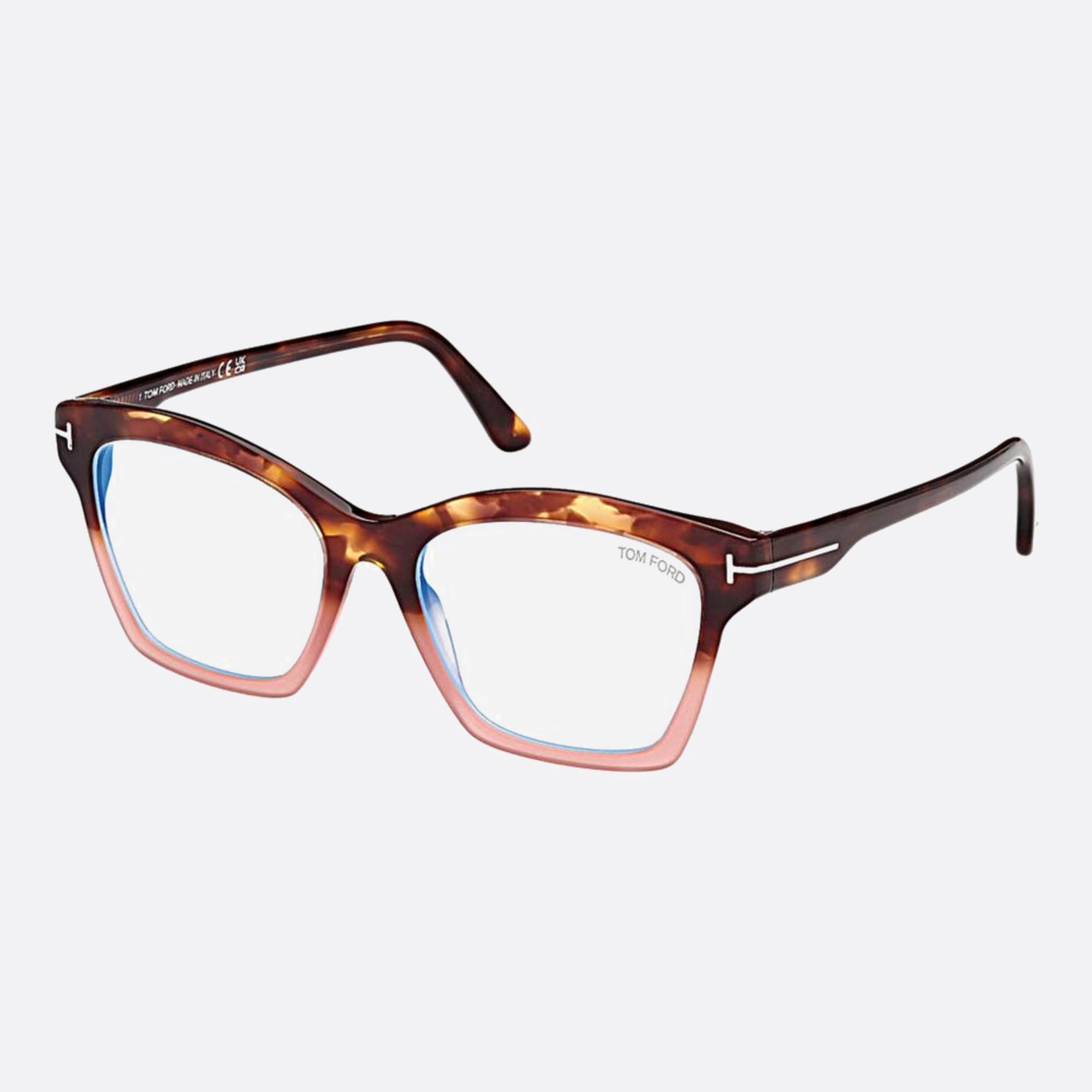 Tom 53mm Ford Ft5965 Havana Geometric Women Eyeglasses - Side View