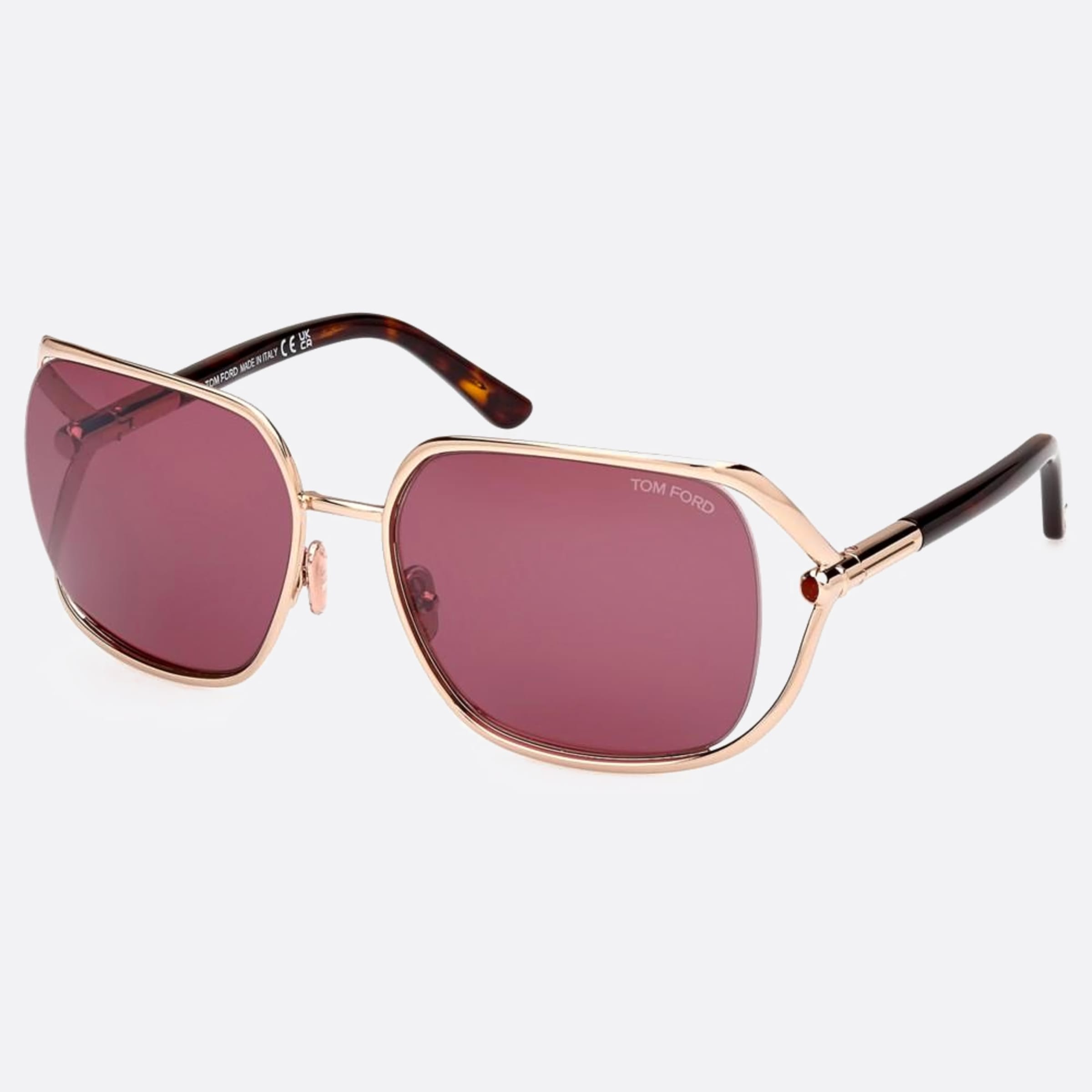 Tom 60mm Ford Goldie 28u Gold Butterfly Women Sunglasses - Side View