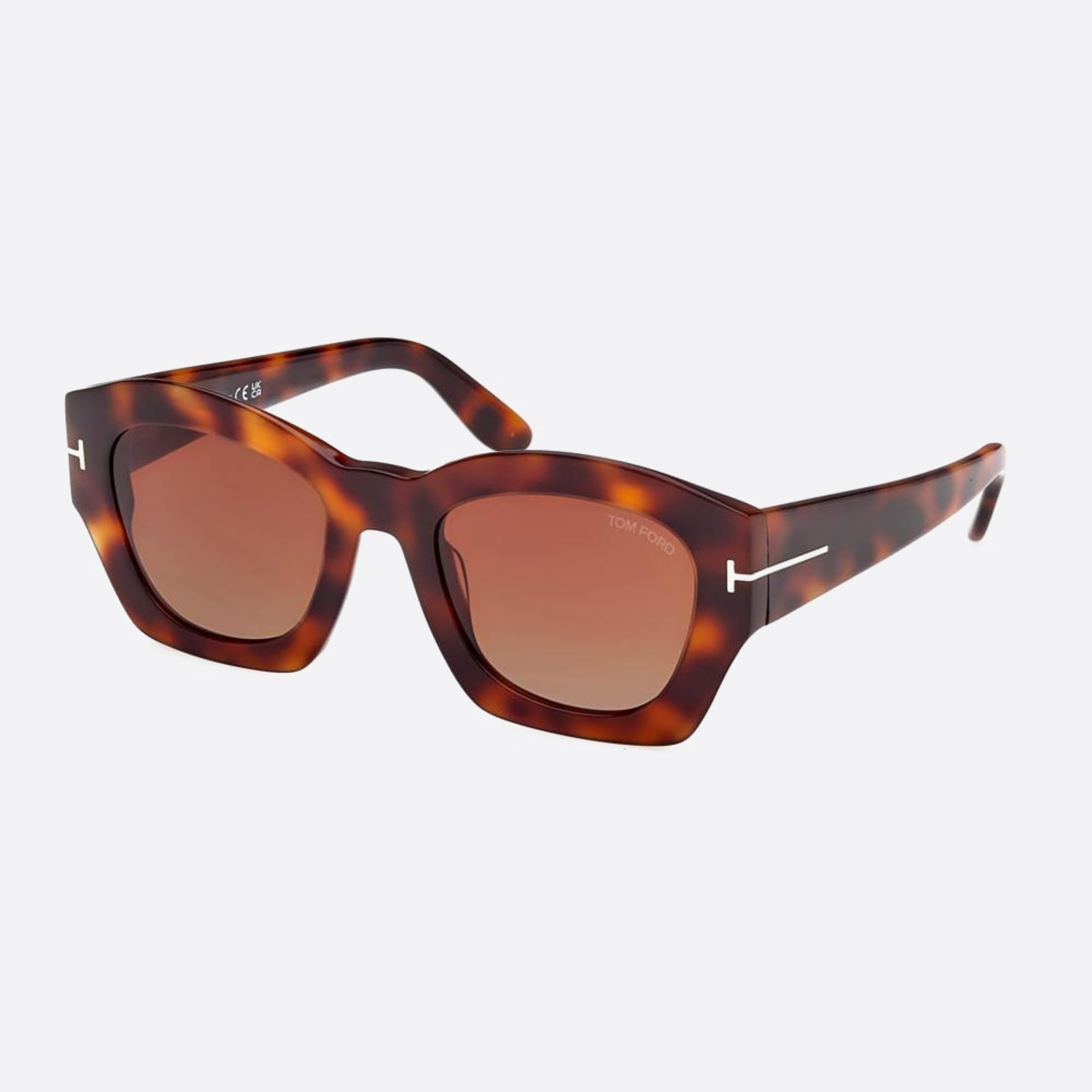 Tom 52mm Ford Guilliana 53f Havana Geometric Unisex Sunglasses - Side View