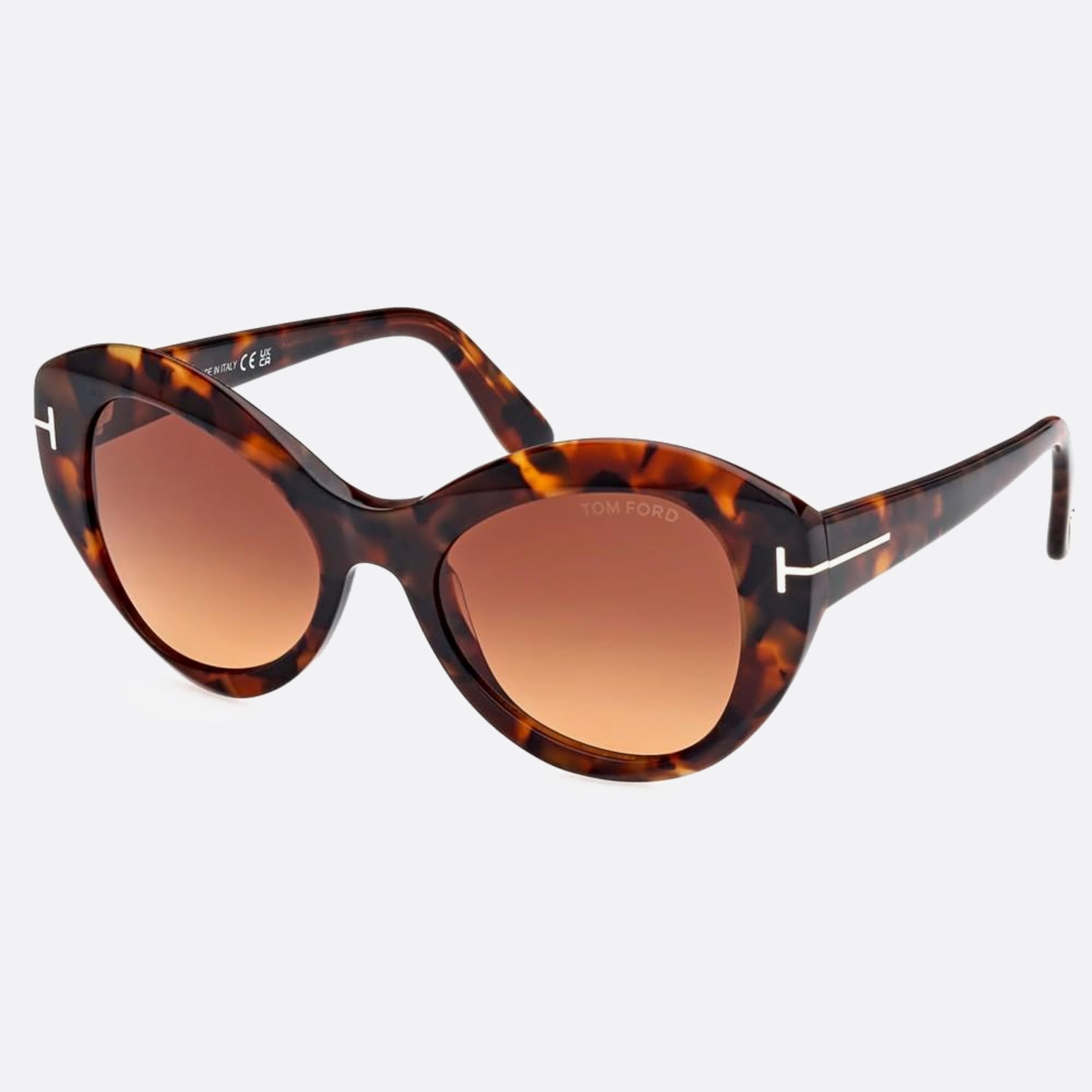 Tom 52mm Ford Guinevere 52f Havana Butterfly Women Sunglasses - Side View