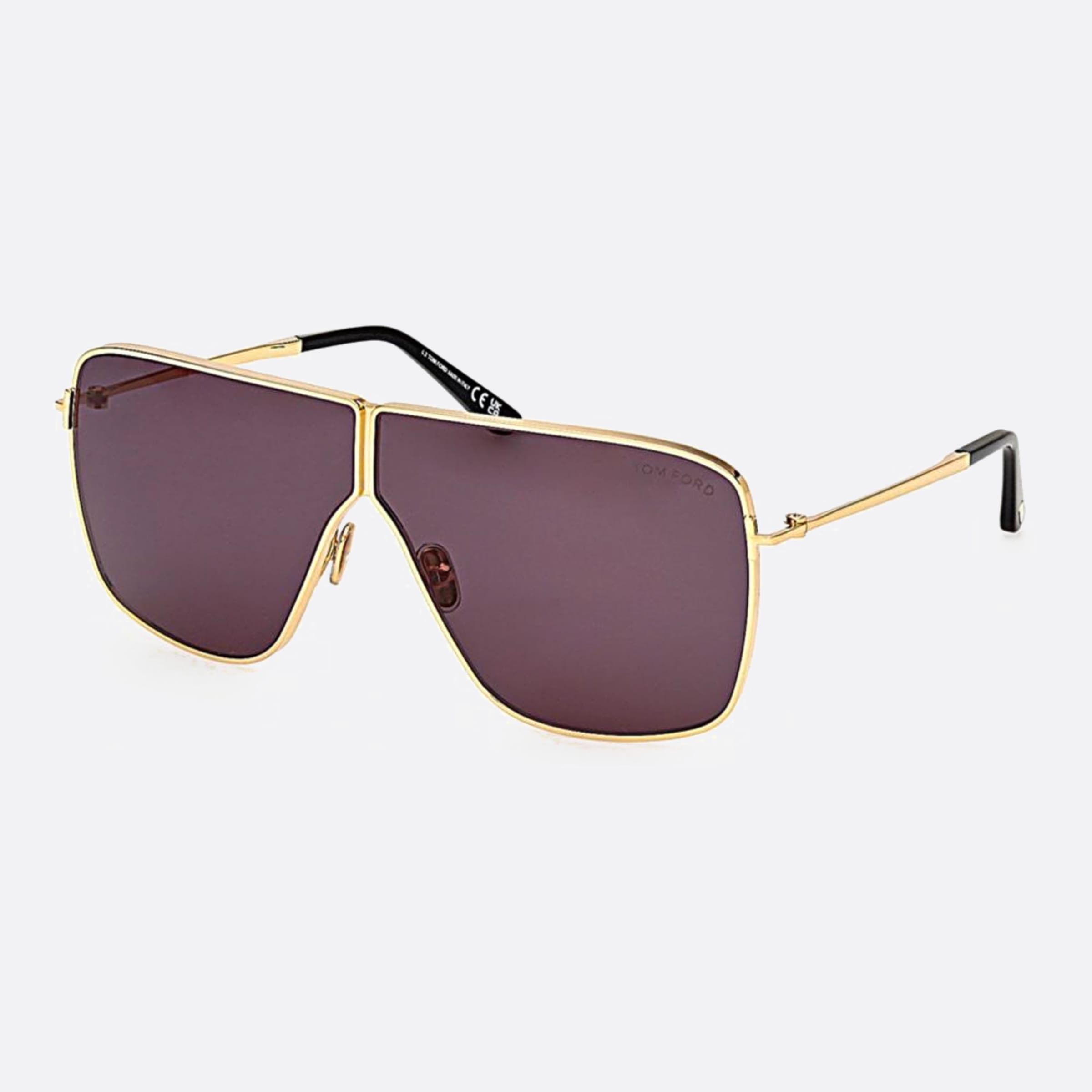 Tom 68mm Ford Huxley Ft1159 30ab Gold Pilot Unisex Sunglasses - Side View