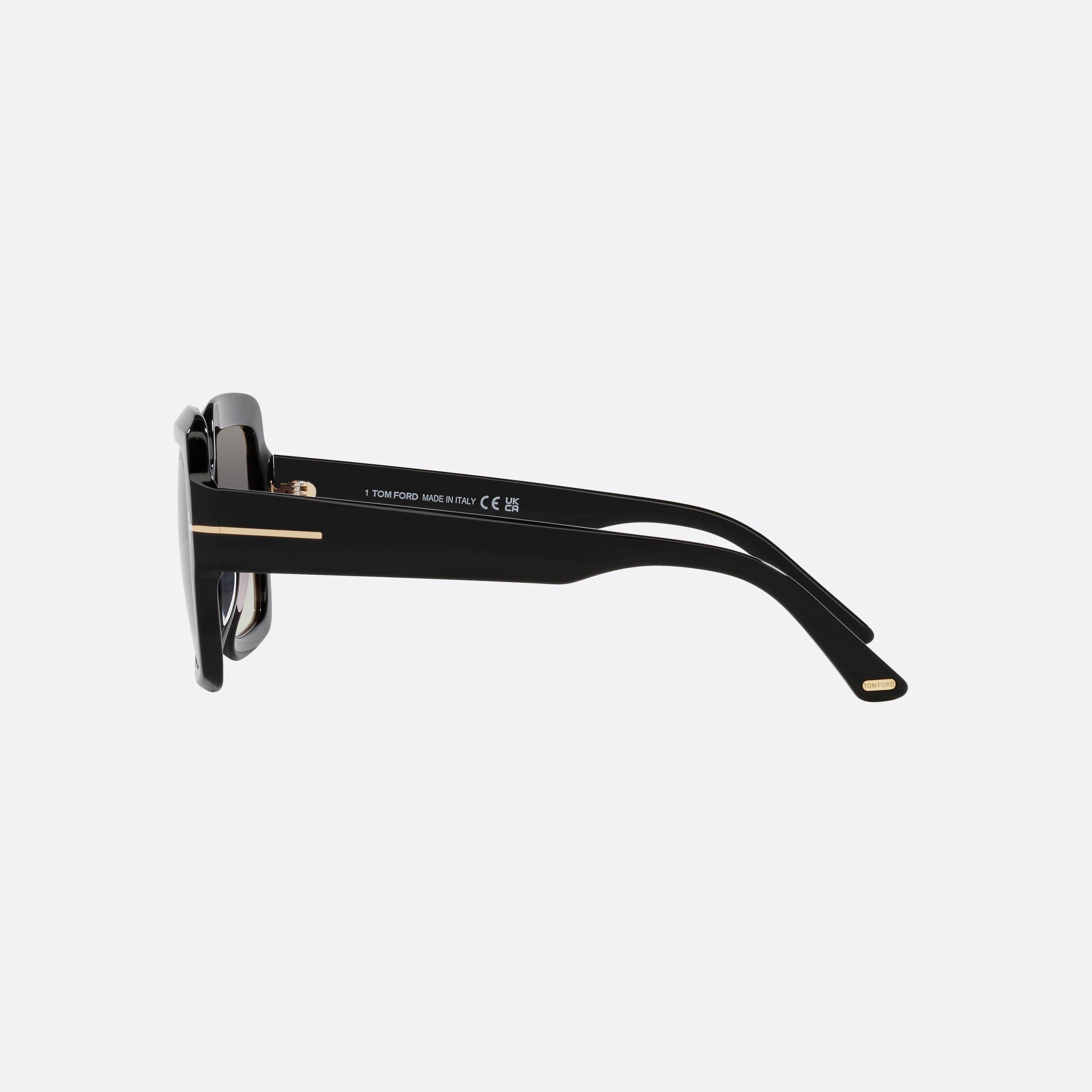 Tom 54mm Women's Ford Kaya 01b Black Square Sunglasses - Detail View