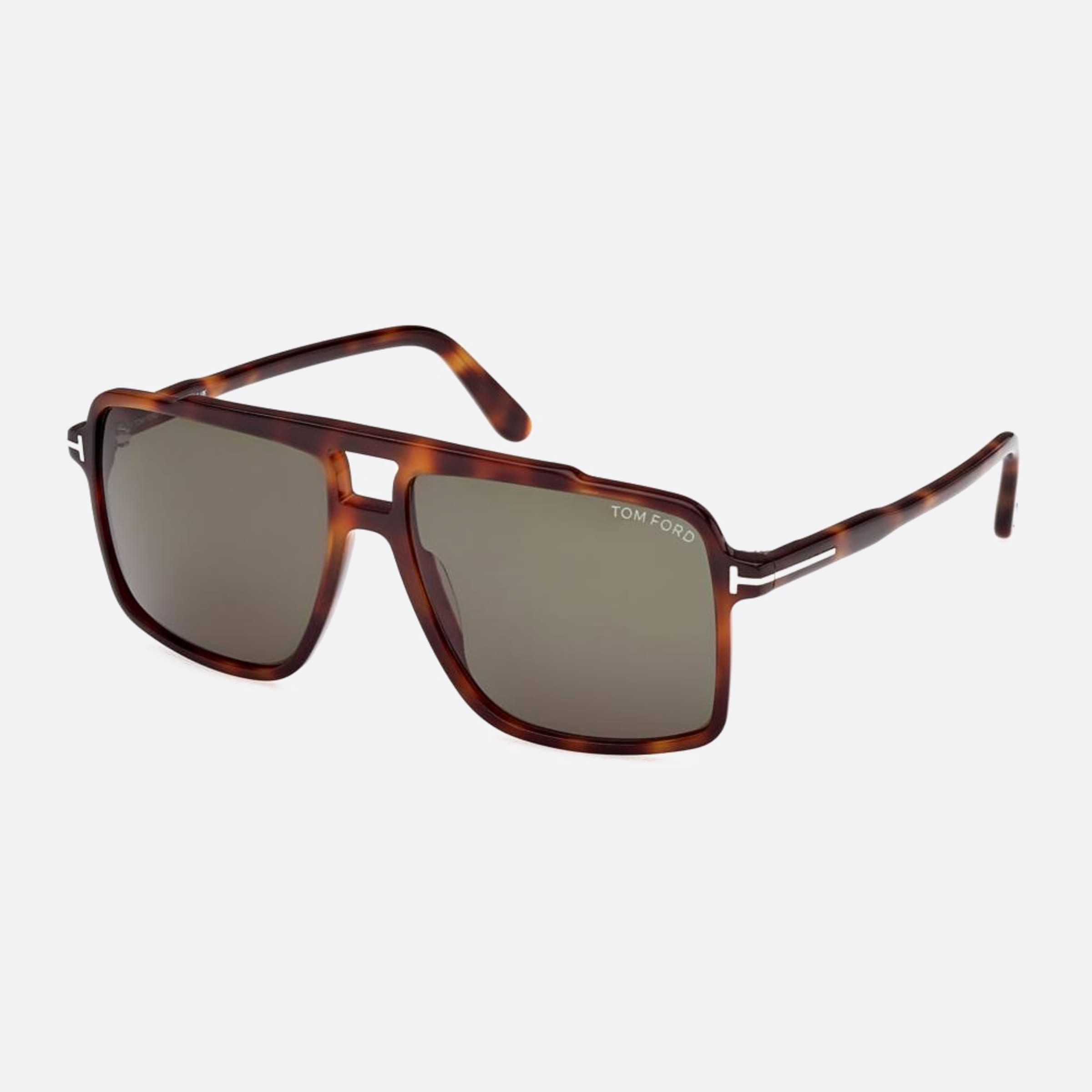 Tom 59mm Ford Kemp Ft1177 53n Havana Pilot Unisex Sunglasses - Side View