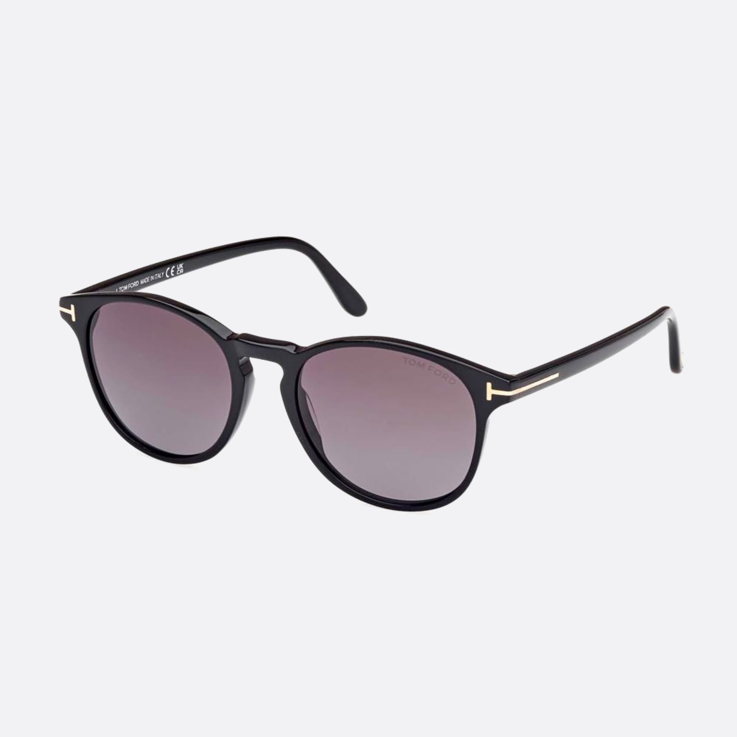 Tom 53mm Ford Lewis 01b Black Round Unisex Sunglasses - Side View