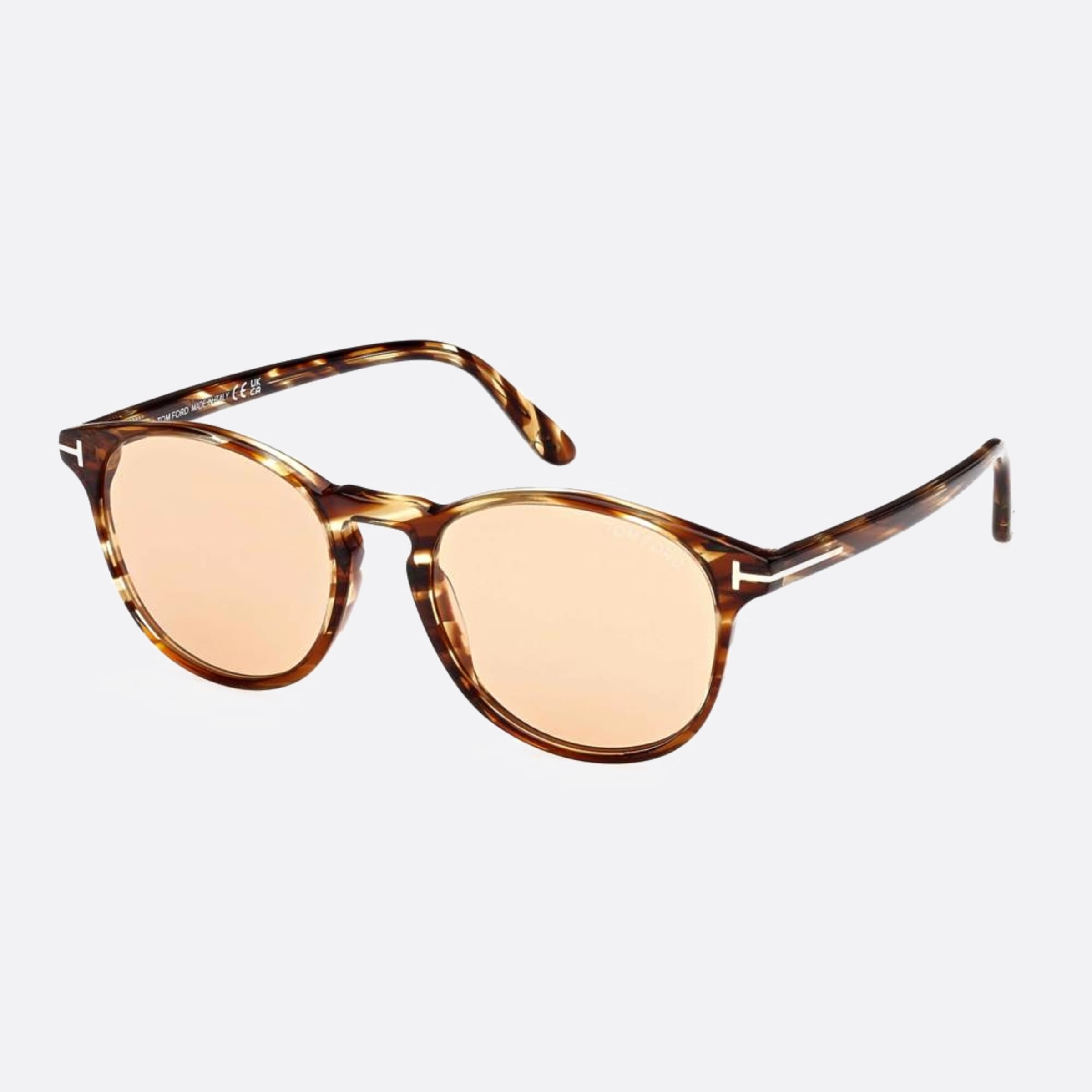 Tom 53mm Ford Lewis 55e Havana Round Photochromic Unisex Sunglasses - Side View