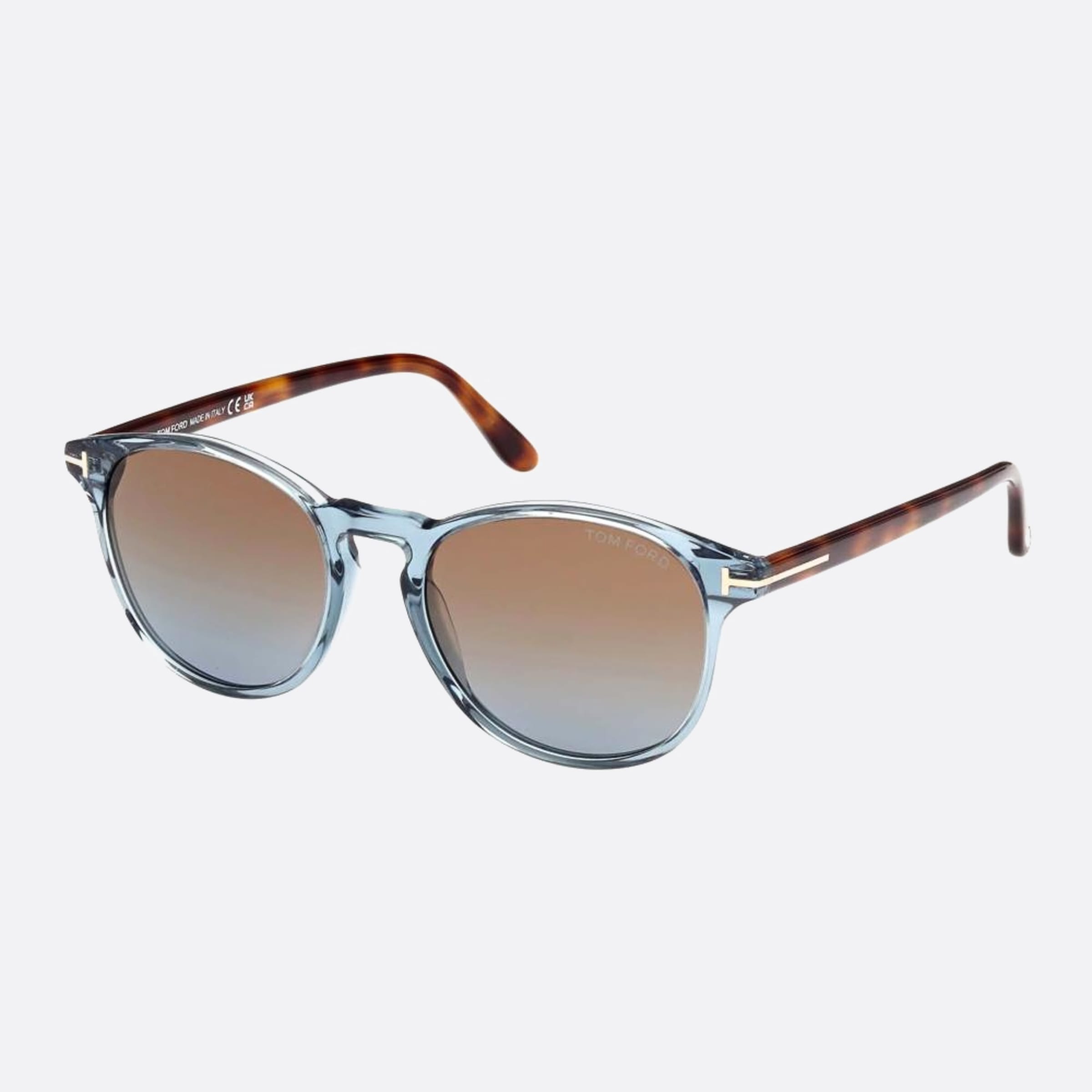 Tom 53mm Ford Lewis 90f Blue Round Unisex Sunglasses - Side View