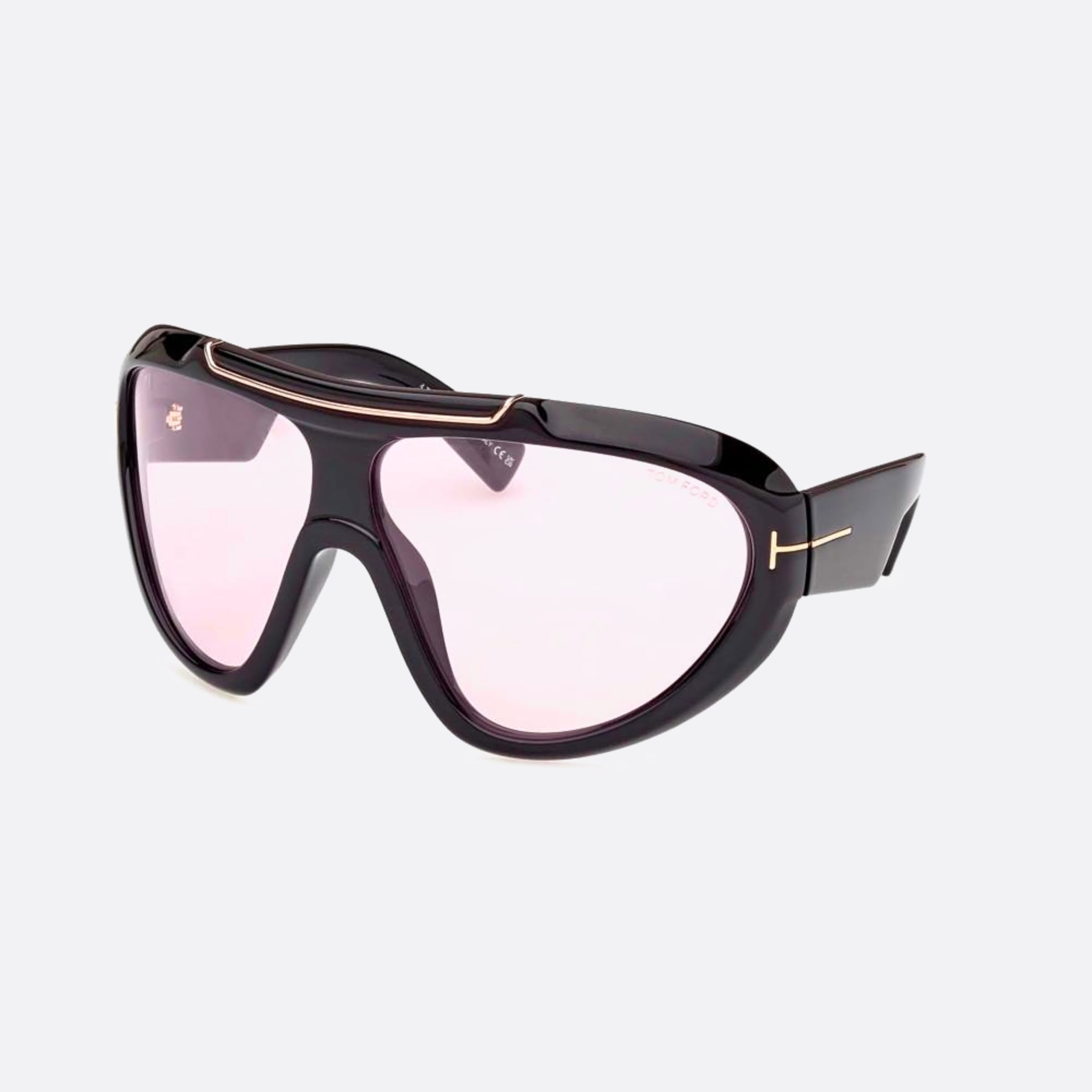 Tom 72mm Ford Linden Ft1094 01y Black Geometric Photochromic Unisex Sunglasses - Side View