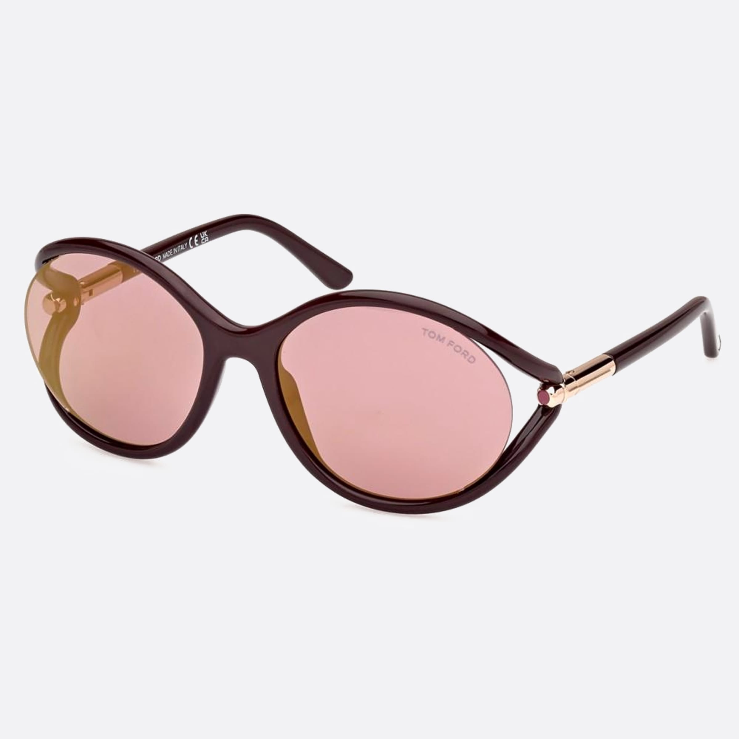Tom 59mm Ford Melody 48z Brown Round Women Sunglasses - Side View