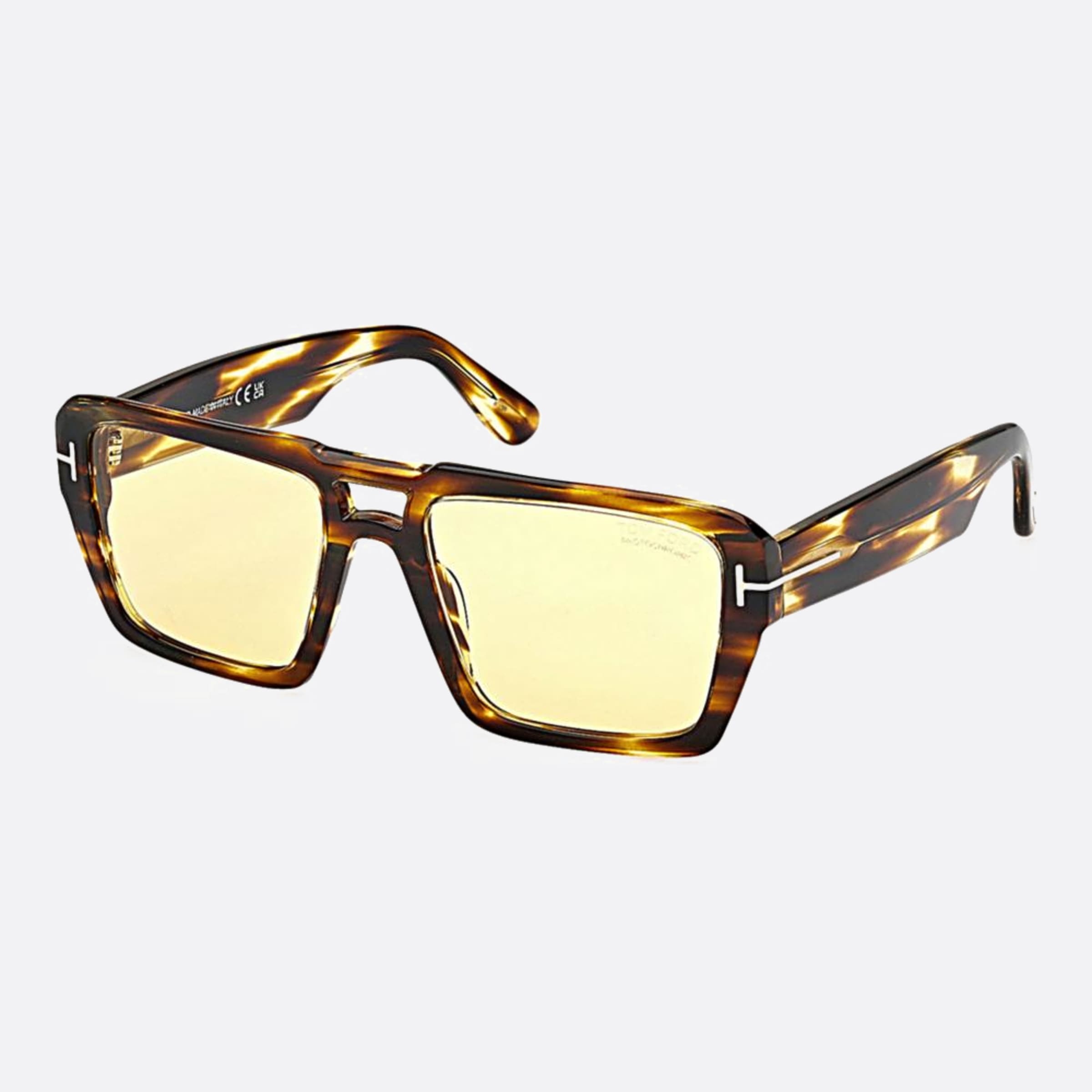 Tom 56mm Ford Red Ford Ft1153 52e Havana Squared Men Sunglasses - Side View