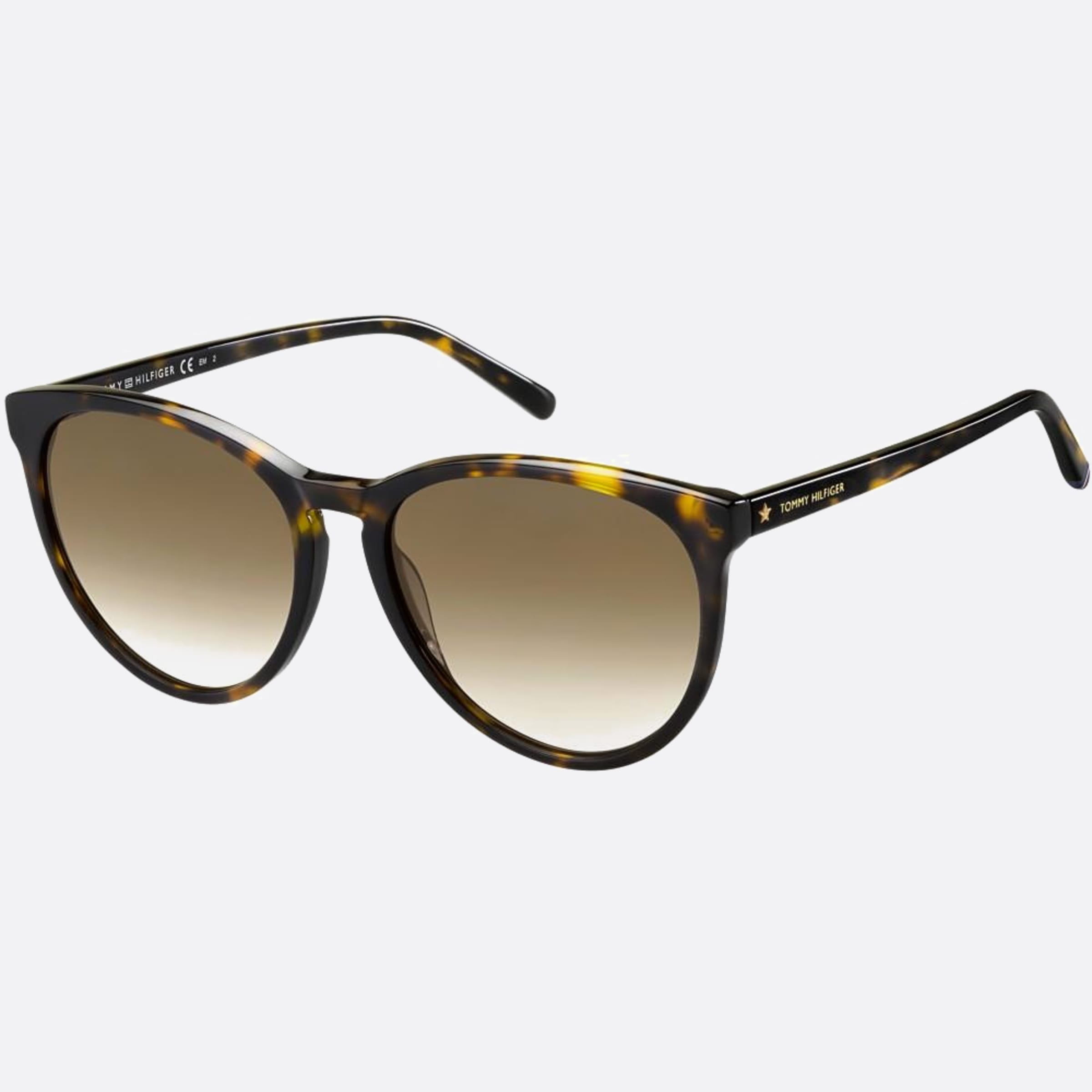 Tommy 56mm Hilfiger Havana Round Women Sunglasses - Side View