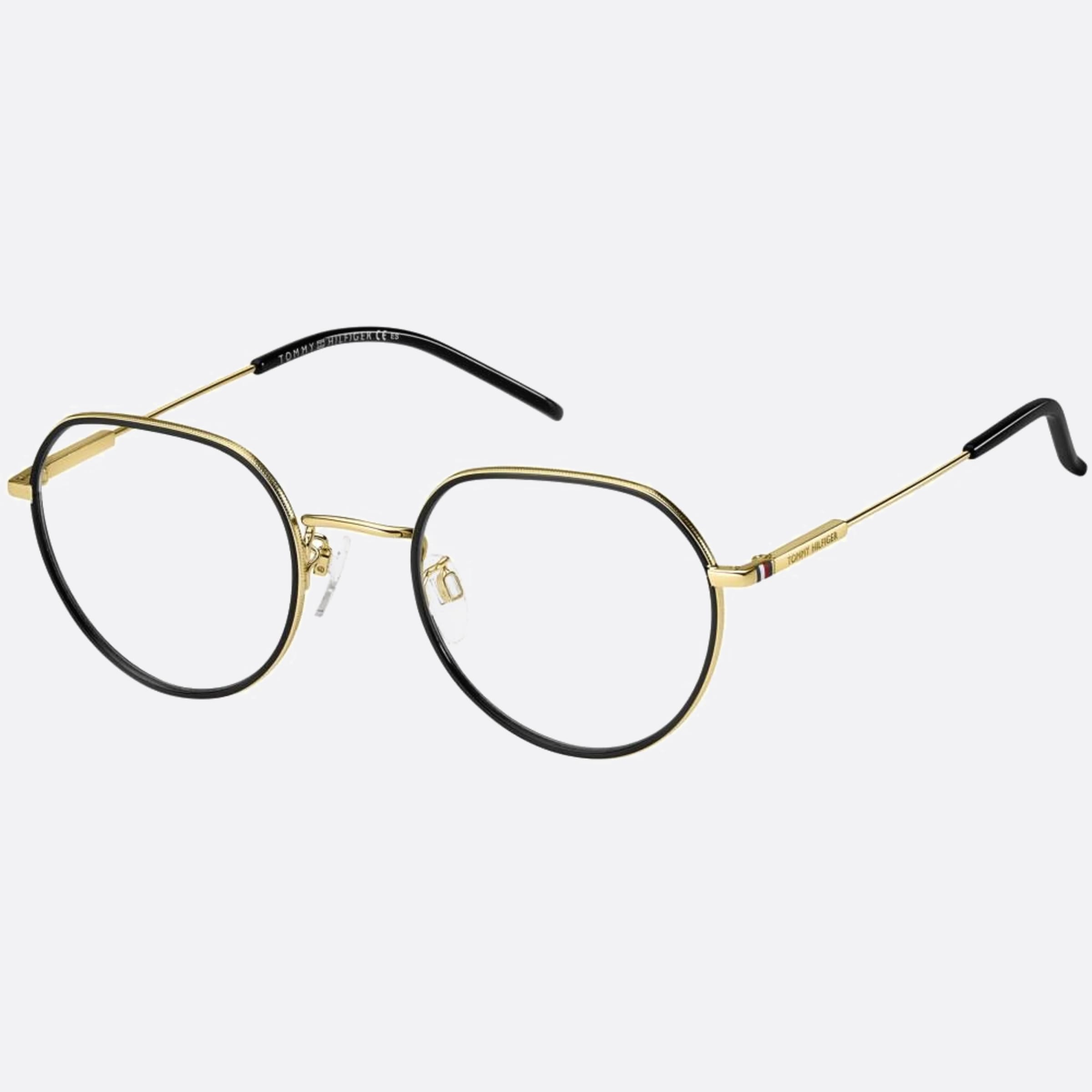 Tommy 51mm Hilfiger J5g Gold Round Men Eyeglasses - Side View