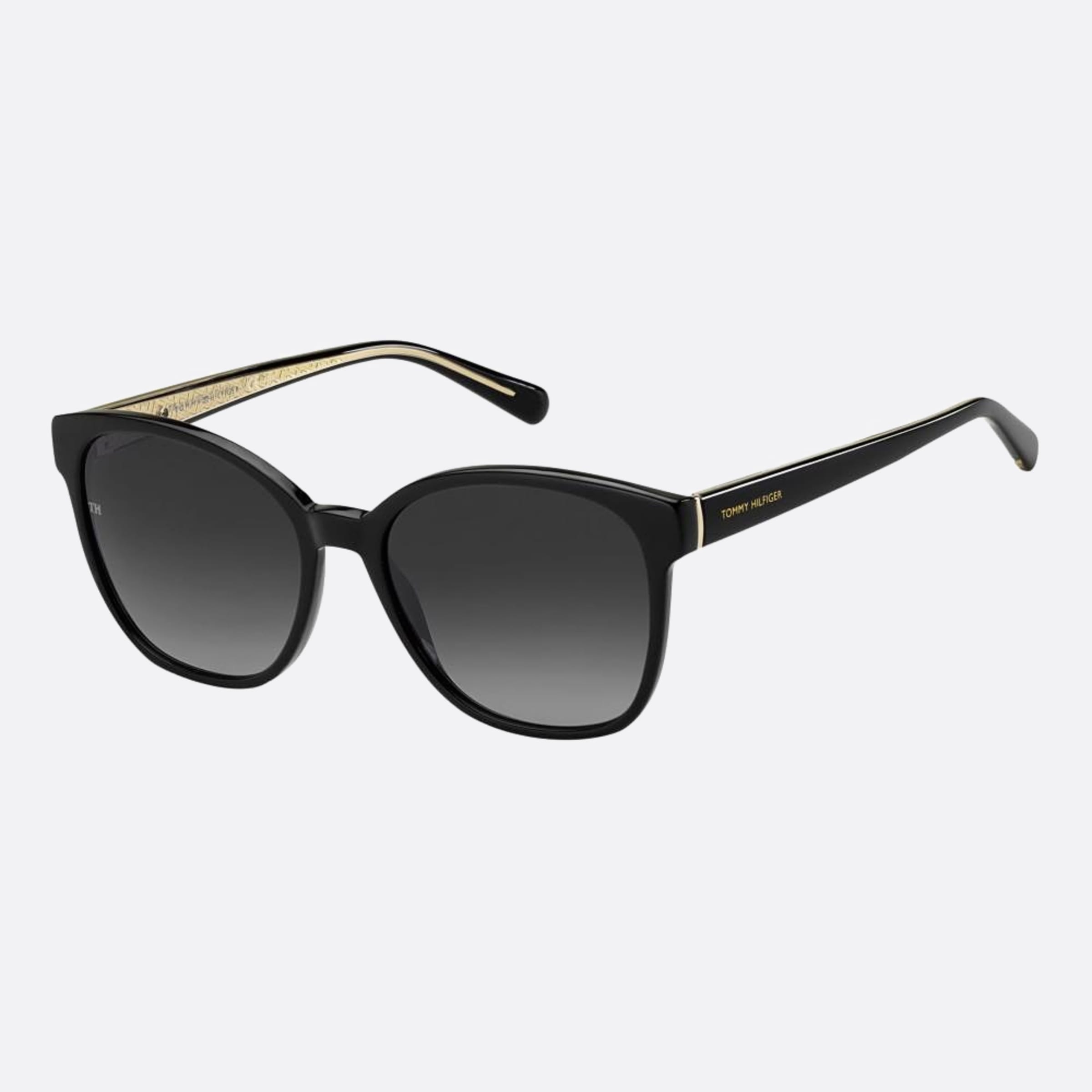 Tommy 55mm Hilfiger Black Squared Women Sunglasses - Side View
