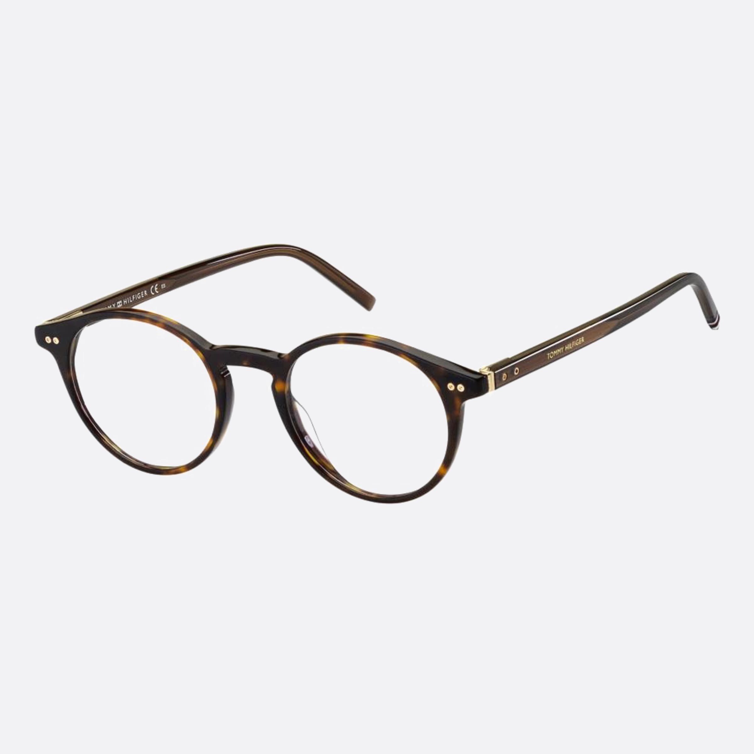 Tommy 49mm Hilfiger Havana Round Men Eyeglasses - Side View