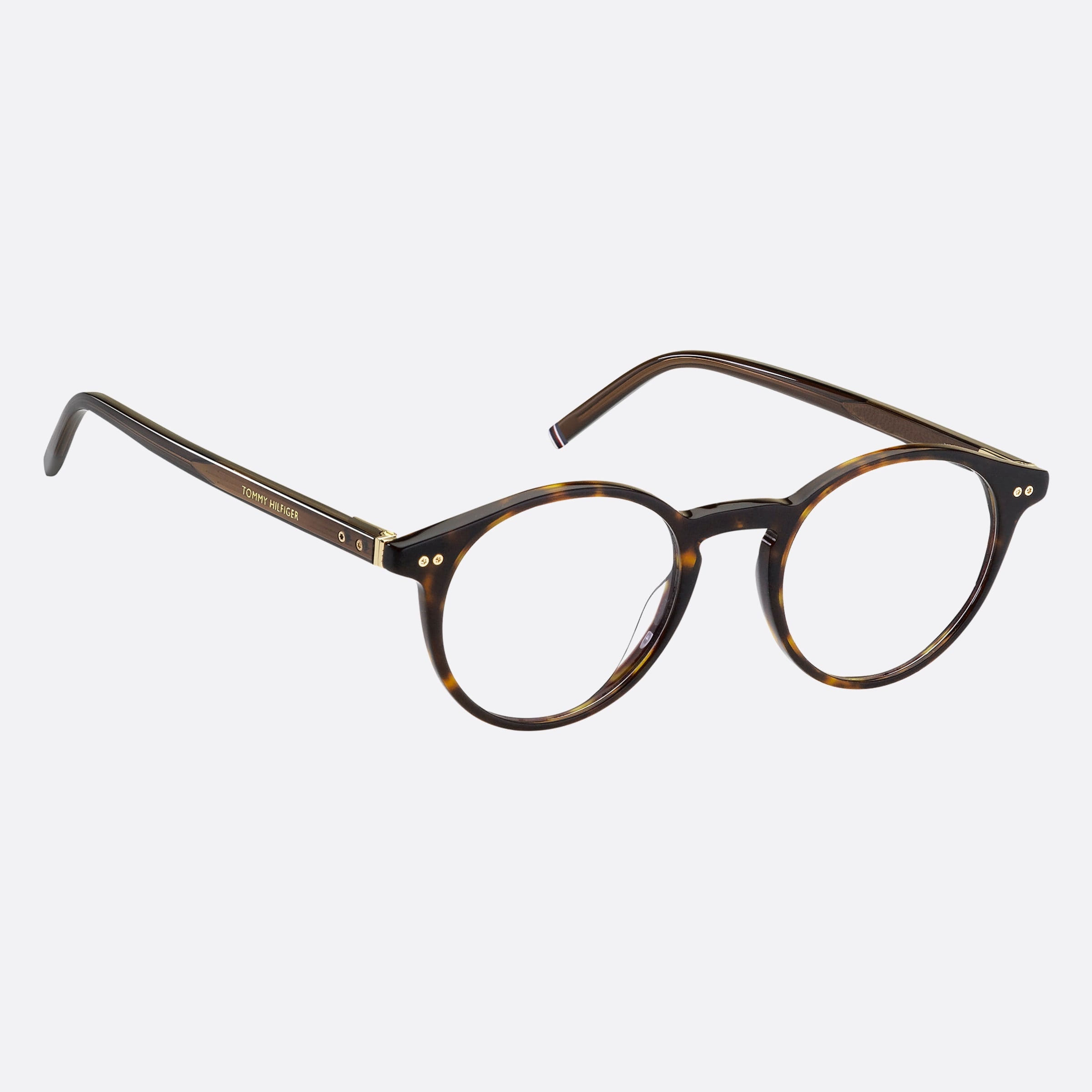 Tommy 49mm Hilfiger Havana Round Men Eyeglasses - Detail View