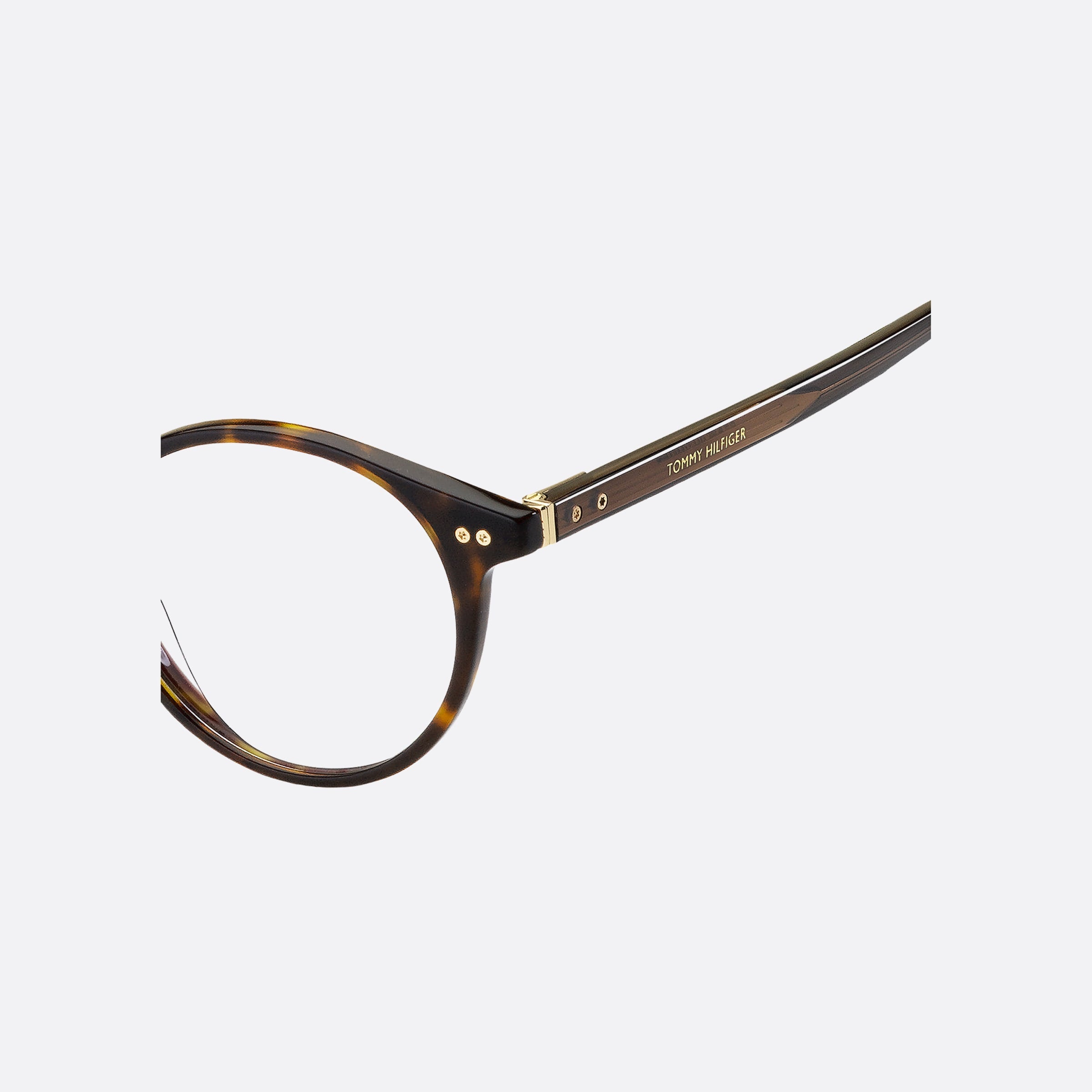 Tommy 49mm Hilfiger Havana Round Men Eyeglasses - Lifestyle Shot