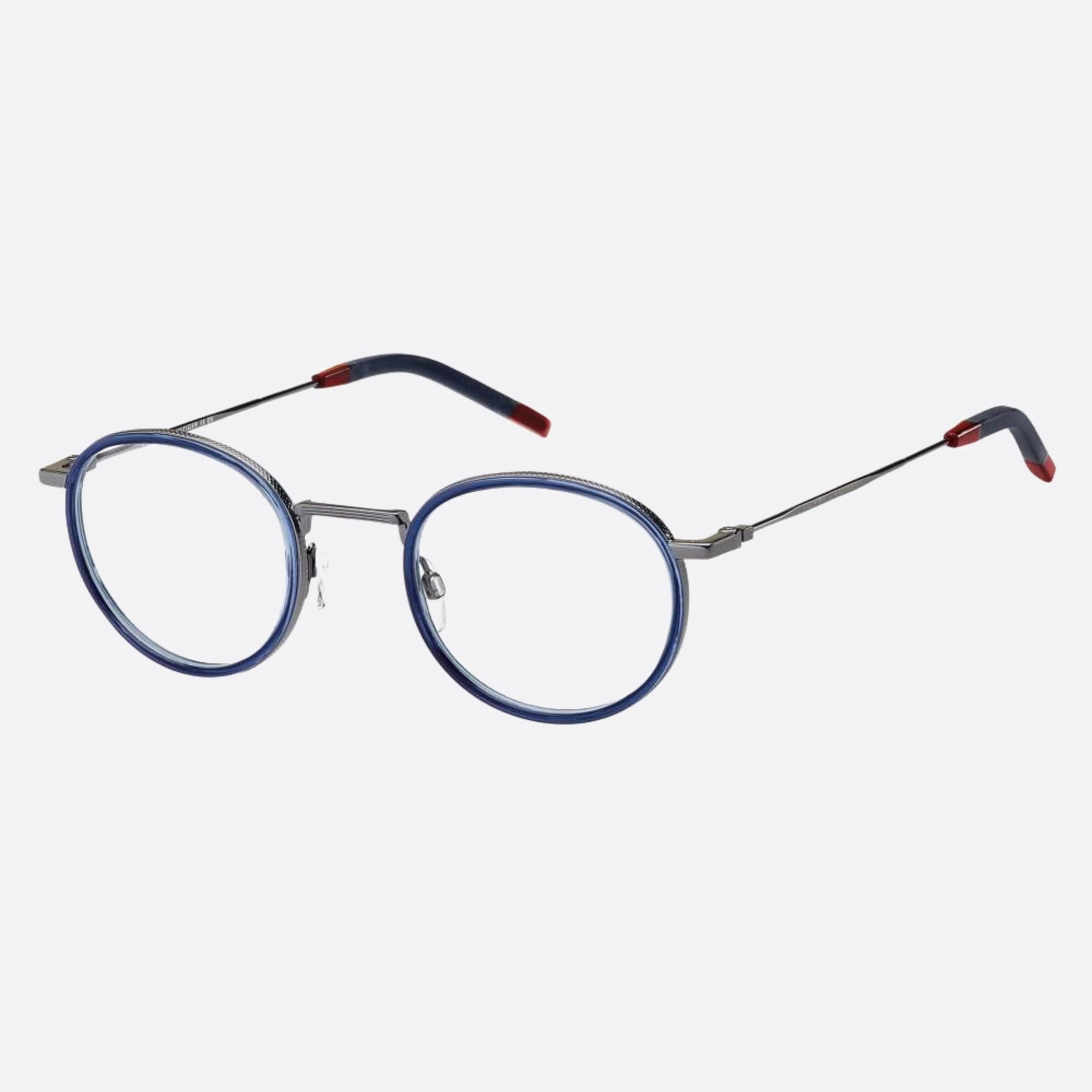 Tommy 49mm Hilfiger Pjp Blue Round Men Eyeglasses - Side View
