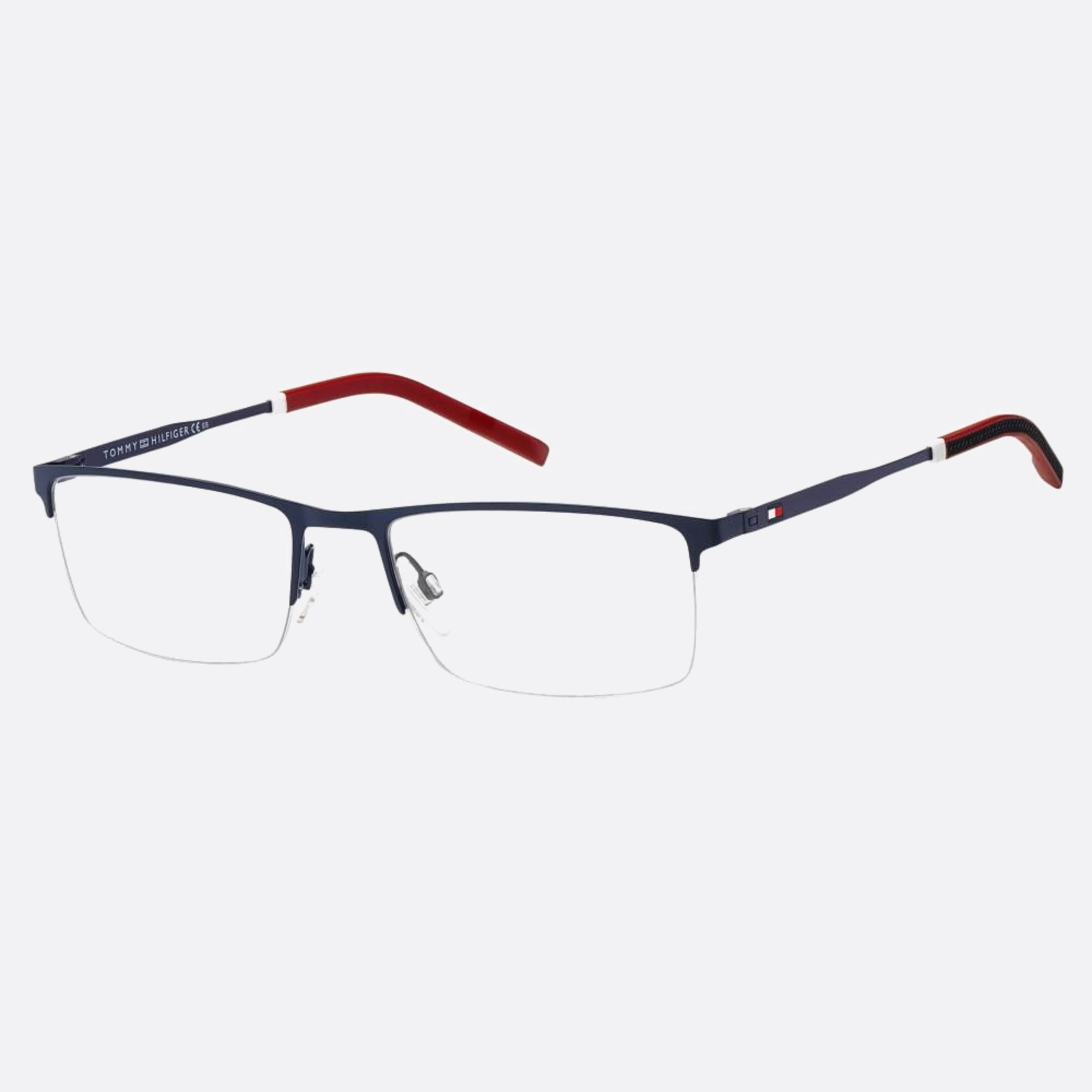 Tommy 56mm Hilfiger Fll Blue Geometric Men Eyeglasses - Side View