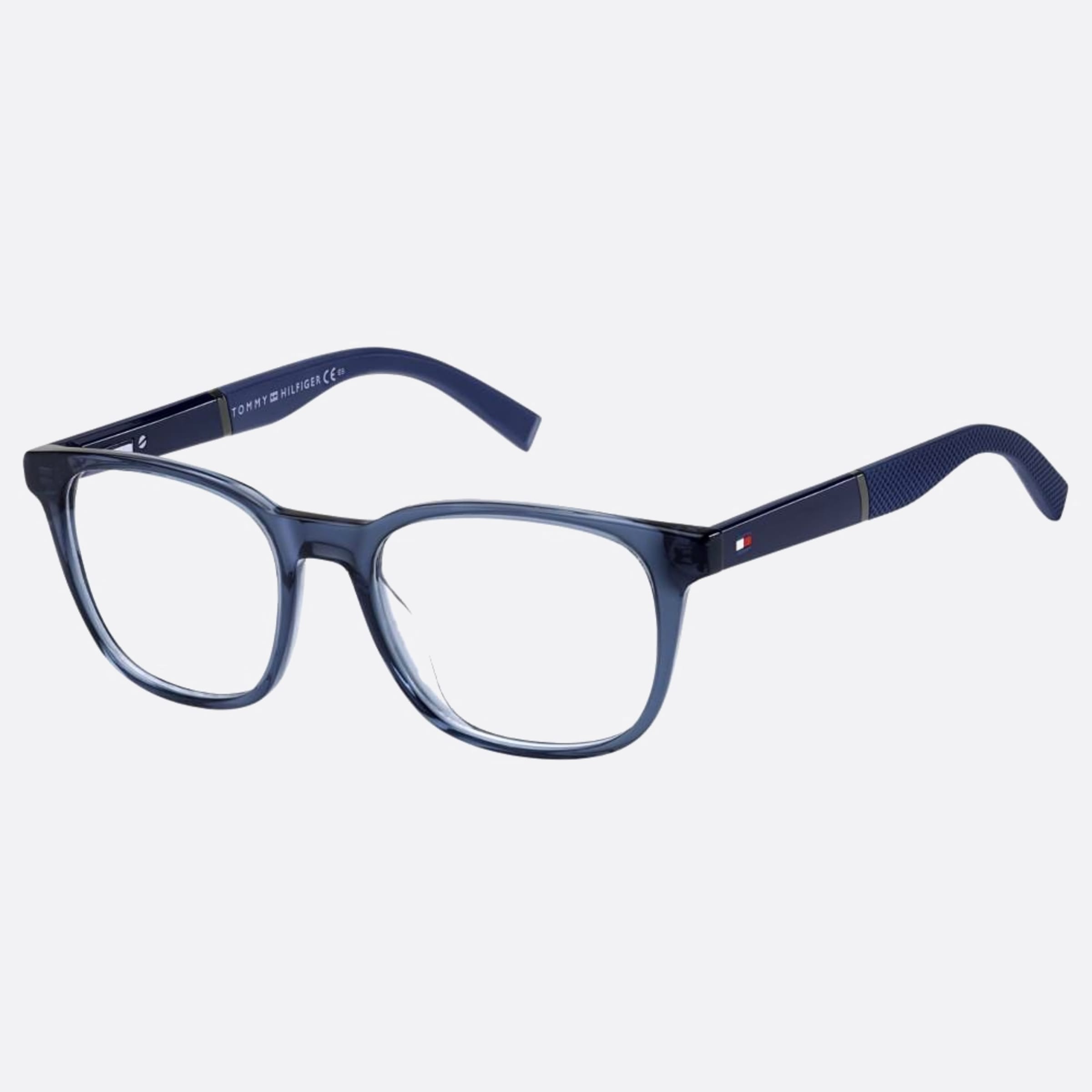 Tommy 51mm Hilfiger Xw0 Blue Geometric Men Eyeglasses - Side View