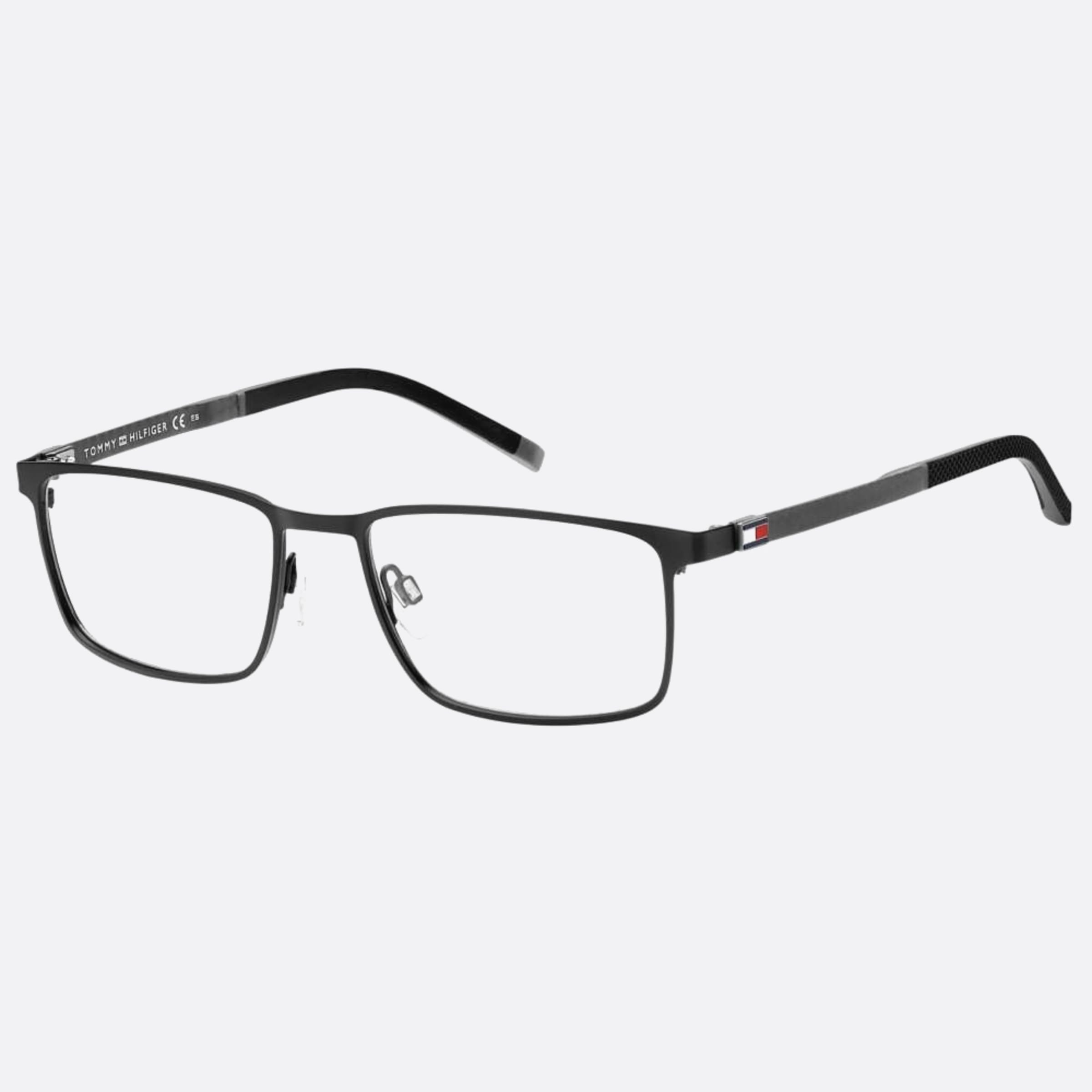 Tommy 56mm Hilfiger Black Geometric Men Eyeglasses - Side View