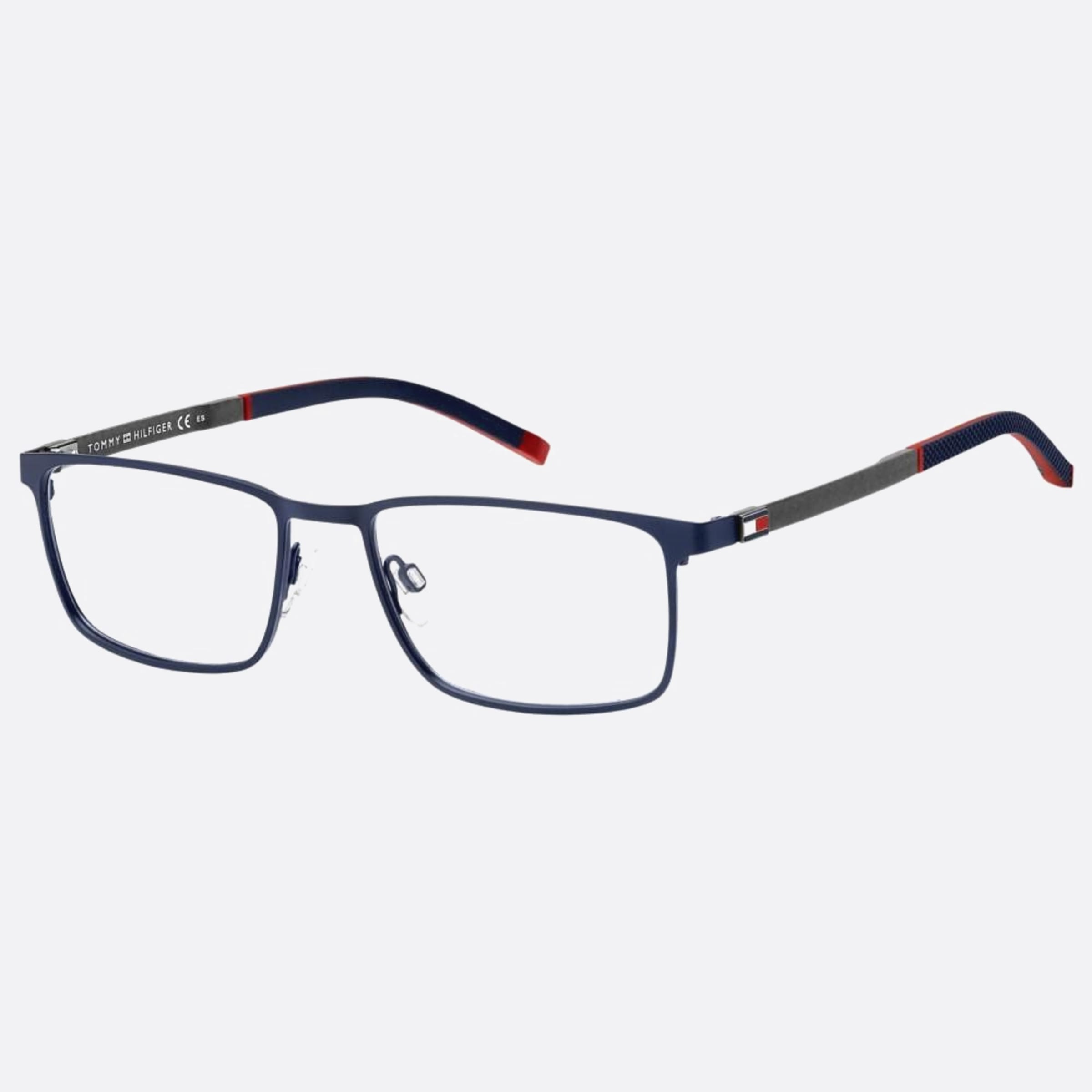 Tommy 56mm Hilfiger Fll Blue Geometric Men Eyeglasses - Side View