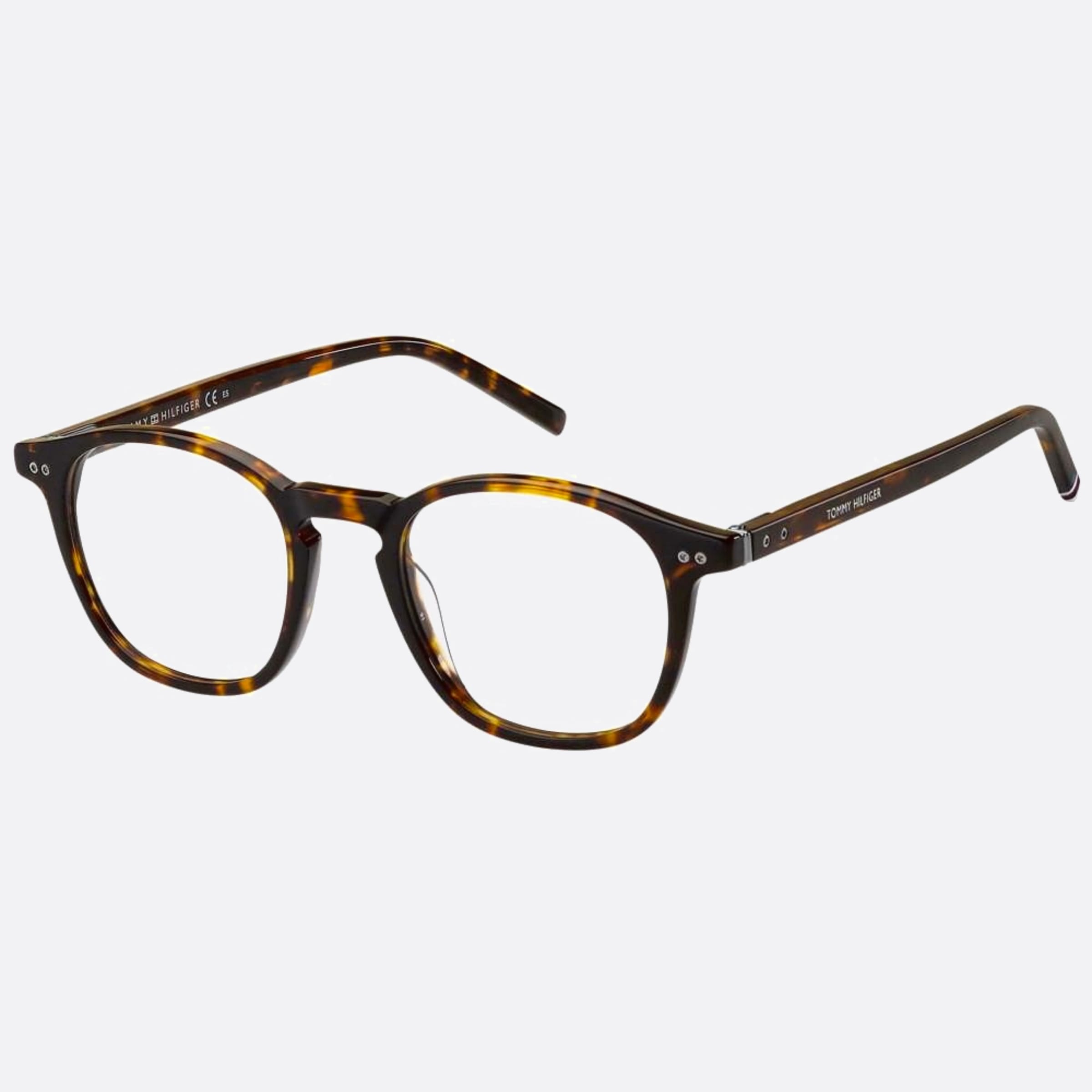 Tommy 48mm Hilfiger Havana Geometric Men Eyeglasses - Side View