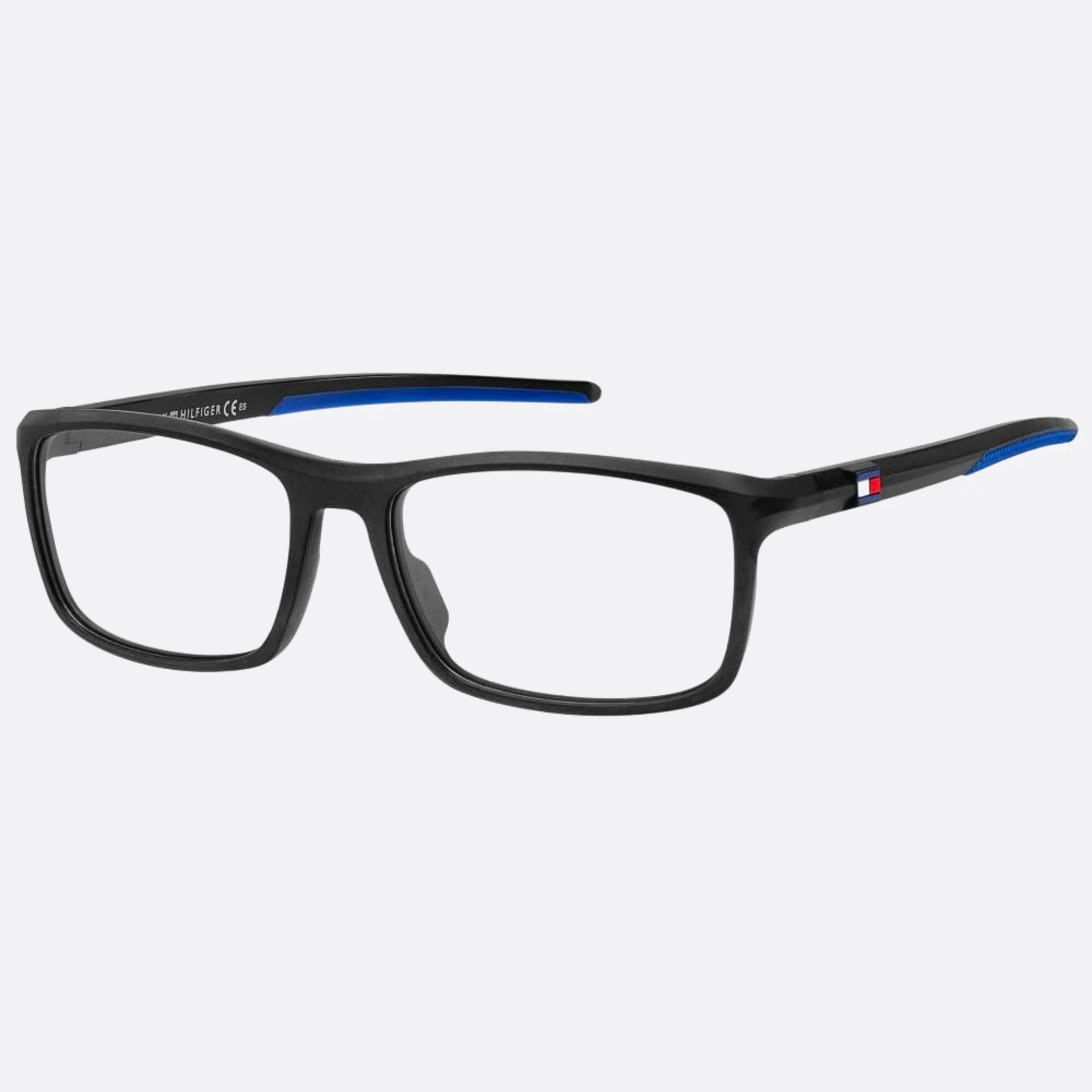 Tommy 55mm Hilfiger 0vk Black Geometric Men Eyeglasses - Side View