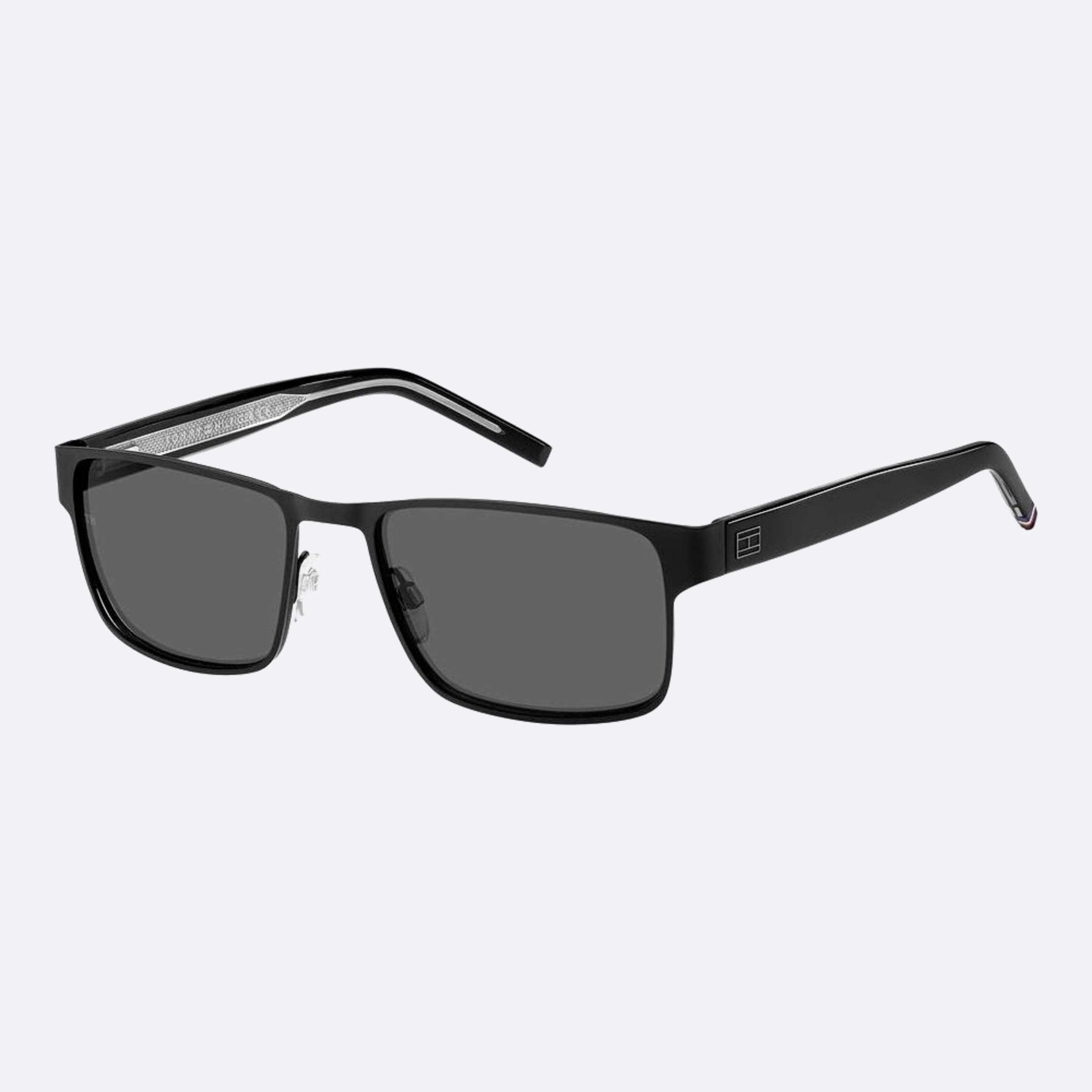 Tommy 57mm Hilfiger Black Geometric Men Sunglasses - Side View