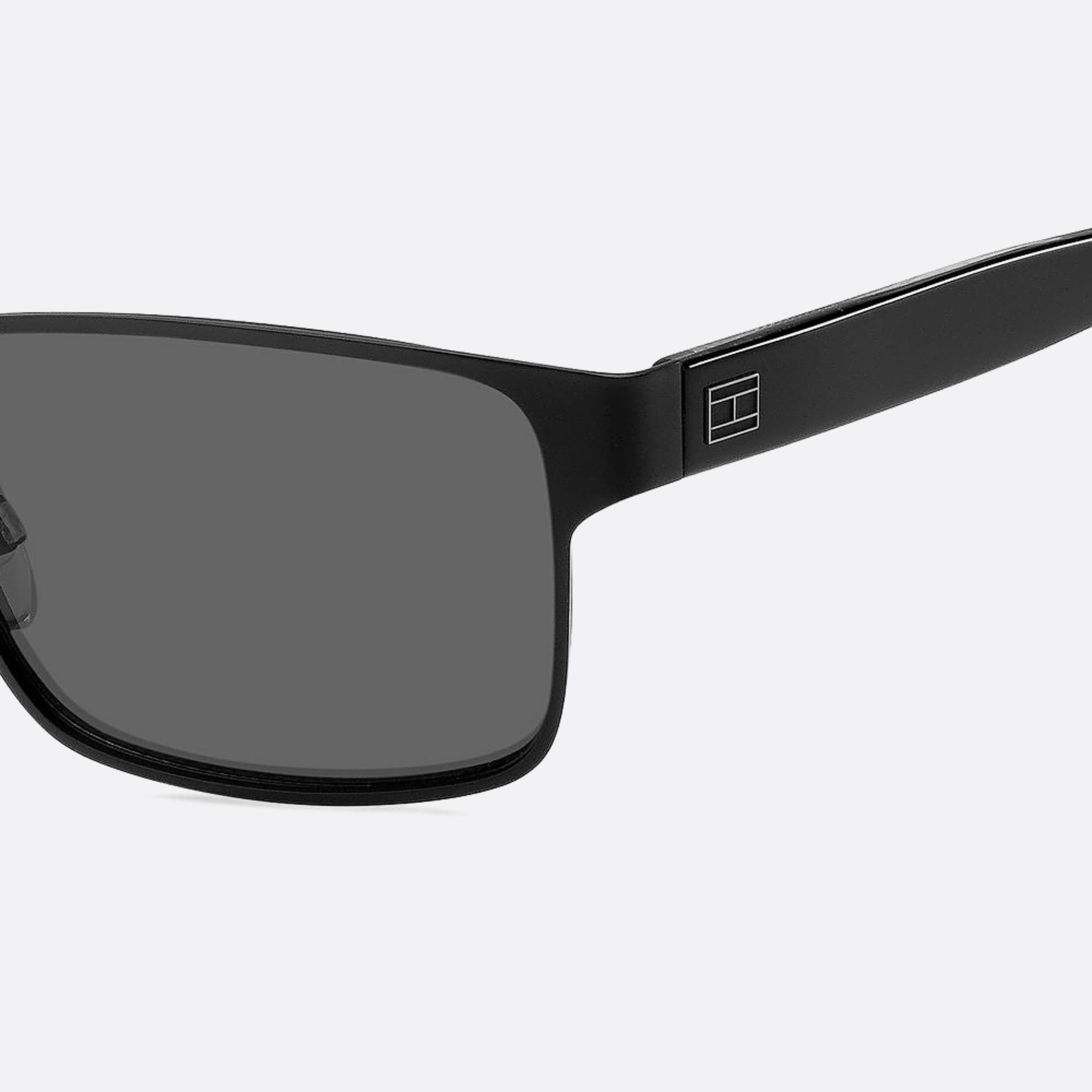 Tommy 57mm Hilfiger Black Geometric Men Sunglasses - Detail View
