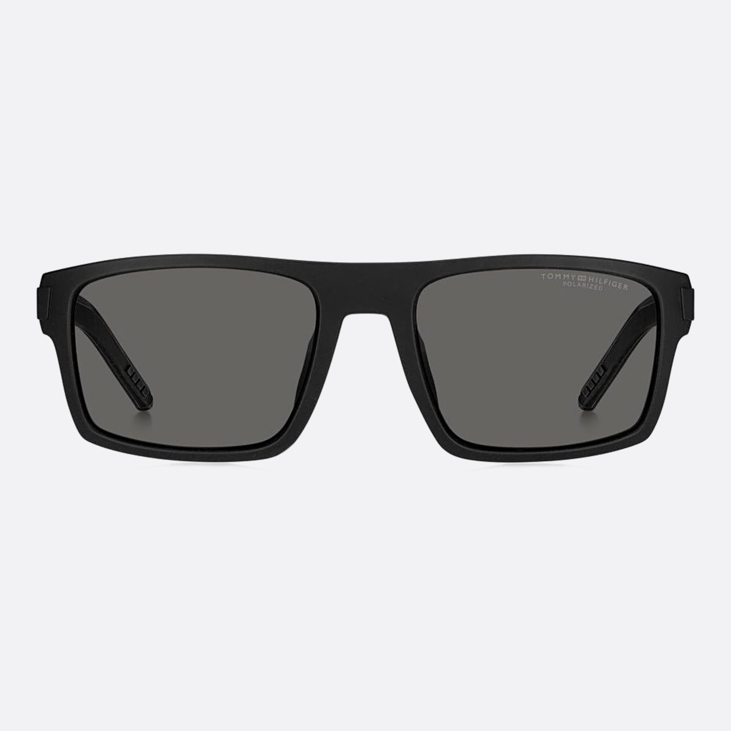 Tommy 55mm Hilfiger Black Squared Polarized Men Sunglasses - Main View