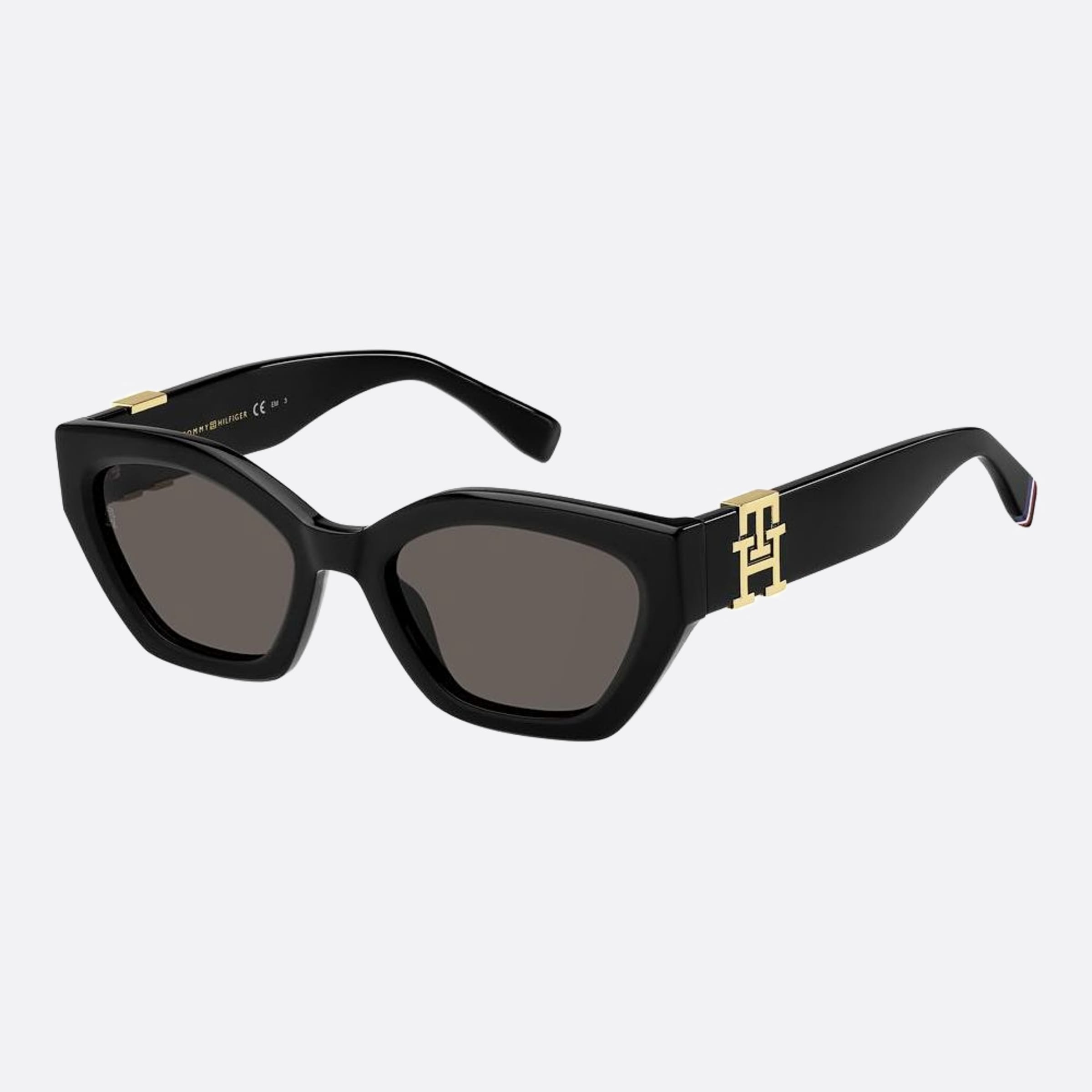 Tommy 54mm Hilfiger Black Geometric Women Sunglasses - Side View