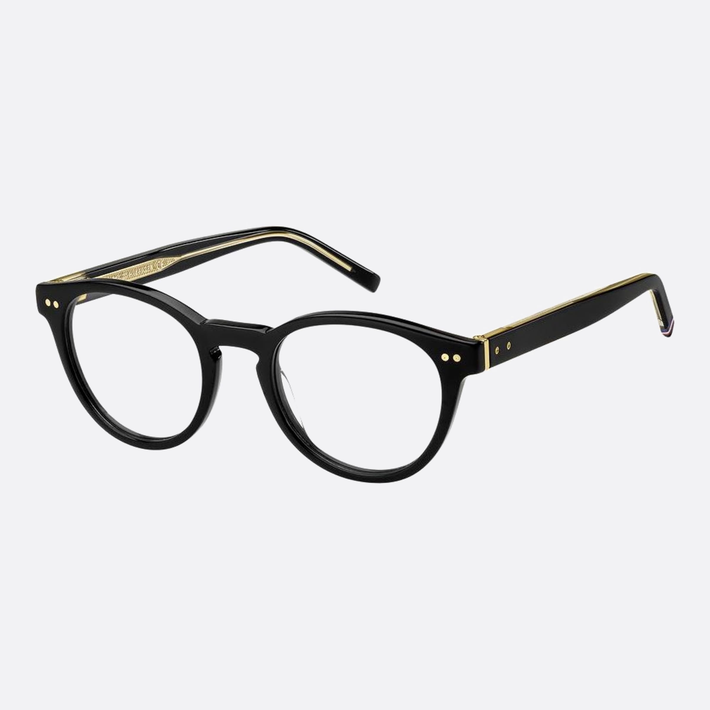 Tommy 50mm Hilfiger Black Squared Men Eyeglasses - Side View