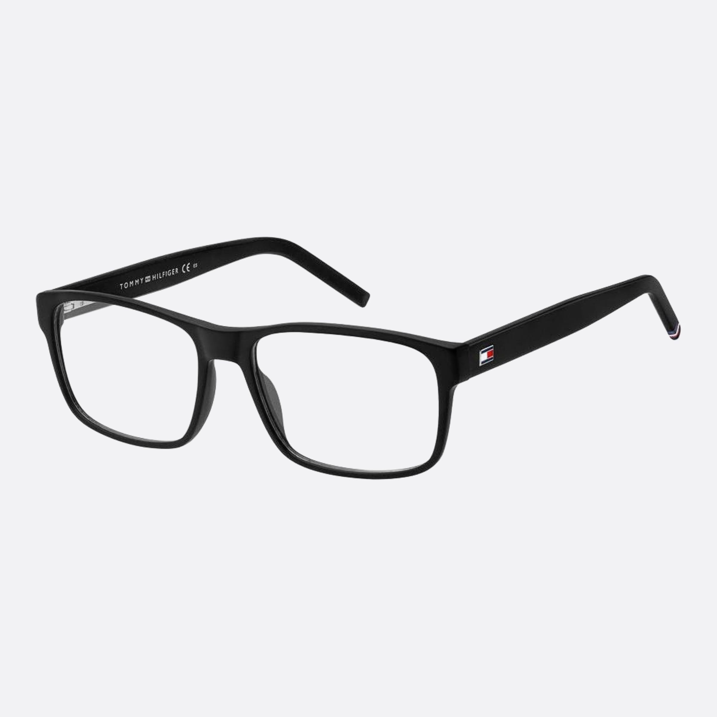Tommy 57mm Hilfiger Black Geometric Men Eyeglasses - Side View