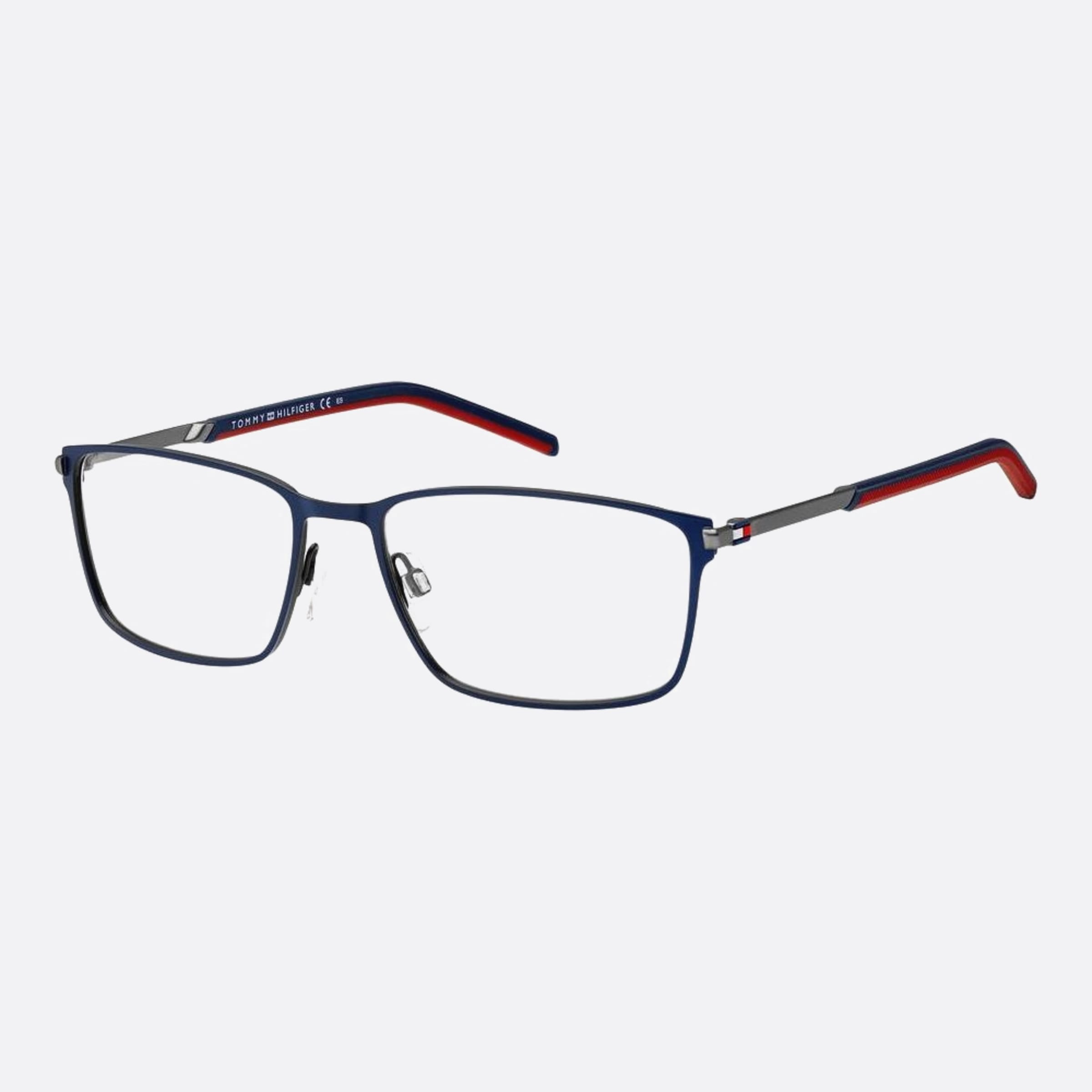 Tommy 58mm Hilfiger Fll Blue Geometric Men Eyeglasses - Side View