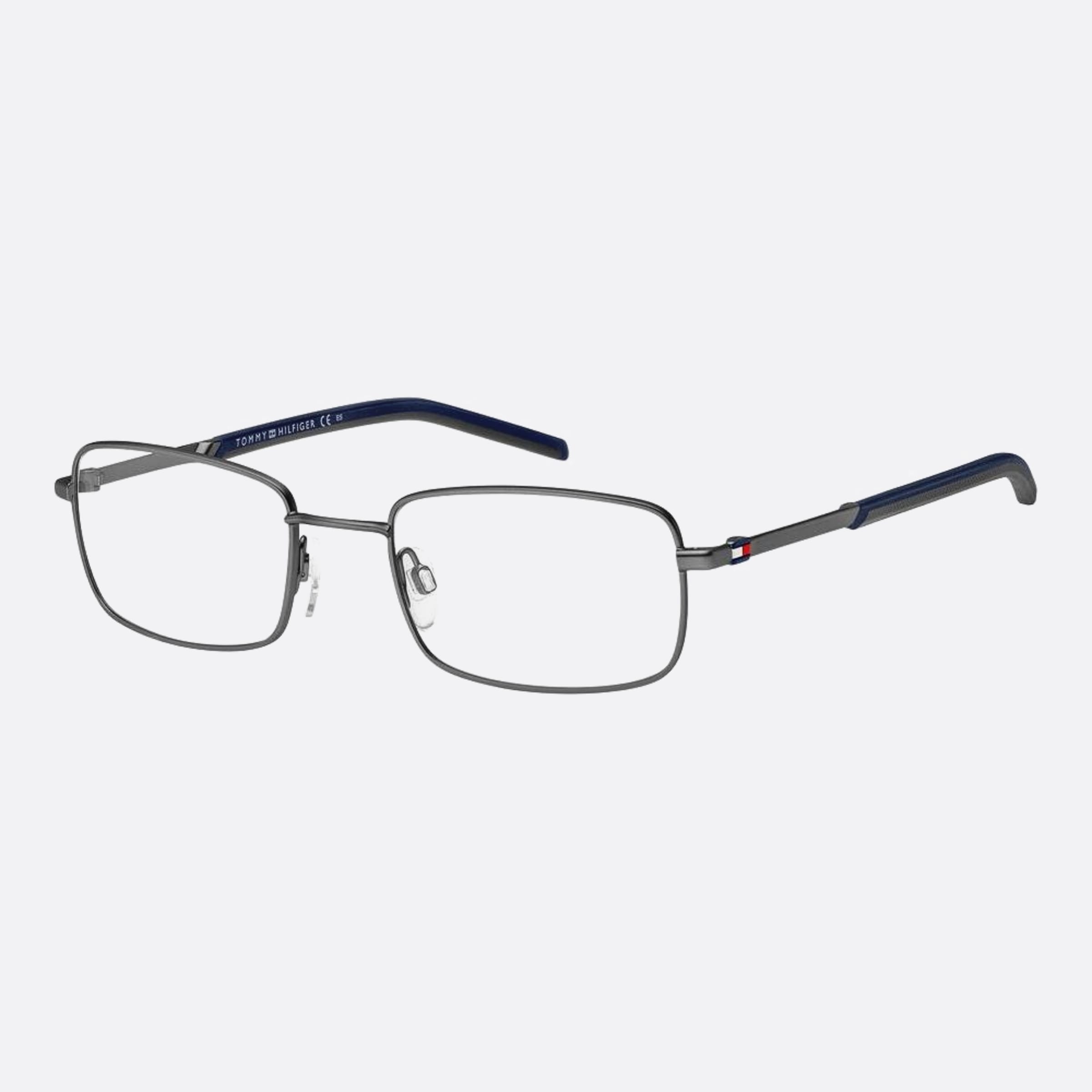 Tommy 52mm Hilfiger R80 Grey Geometric Men Eyeglasses - Side View